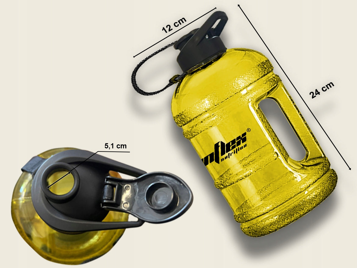 IRONFLEX MOTIVATIONAL WATER BOTTLE 1,9 L SPORTS WATER BOTTLE BPA FREE AIRTIGHT Color yellow