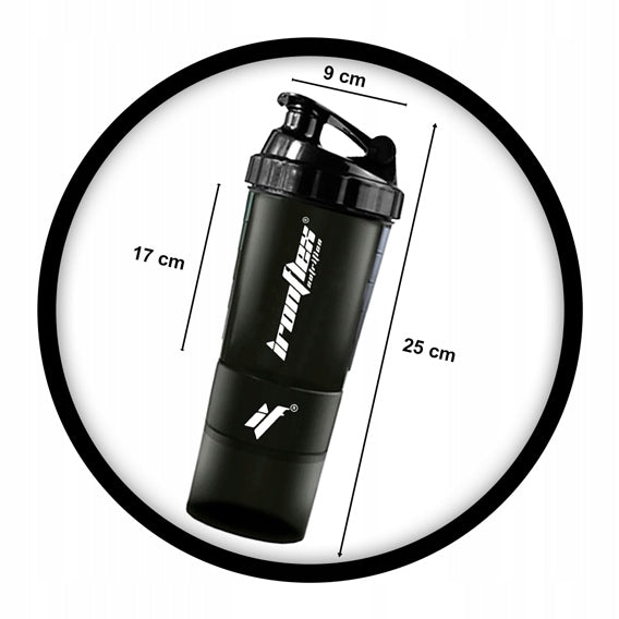 IRONFLEX SHAKER 500ml AIRTIGHT GYM SHAKER WITH PROTEIN CONTAINER Volume 500 ml