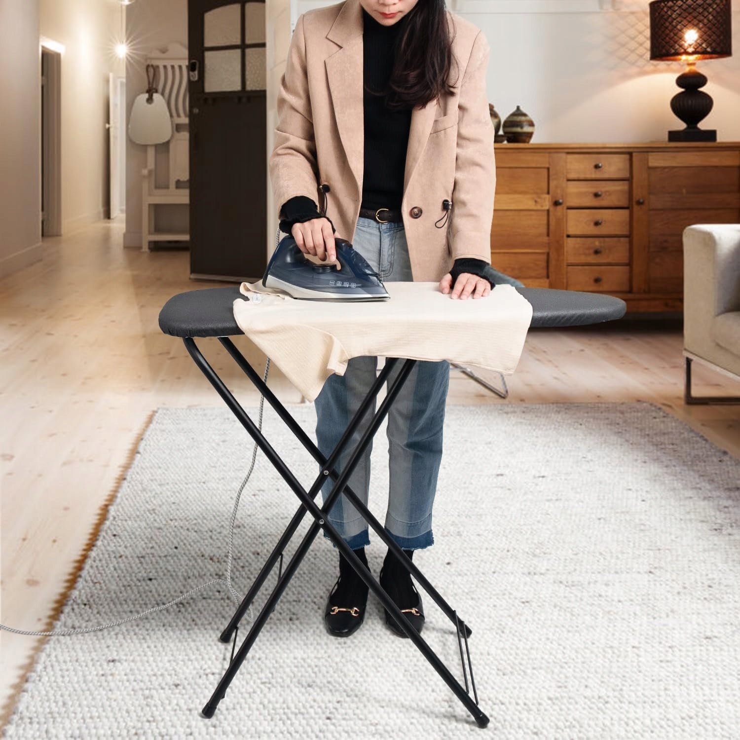 IRONING BOARD 33X89CM FOLDING WITH HOOK LIGHT BLACK METAL Kind Other