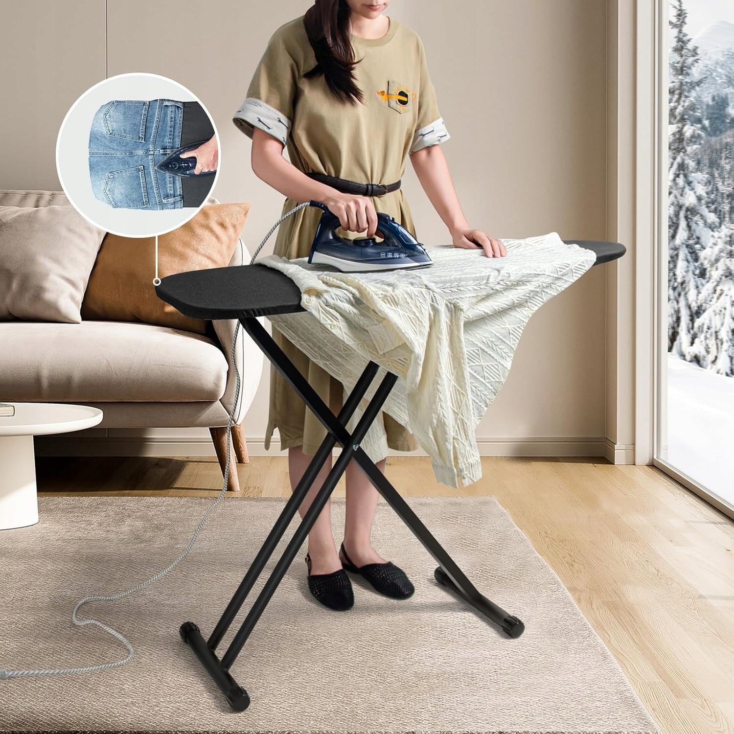 IRONING BOARD BLACK ADJUSTABLE HEIGHT 110X33CM FOLDED STABLE LARGE EAN (GTIN) 5908107845393