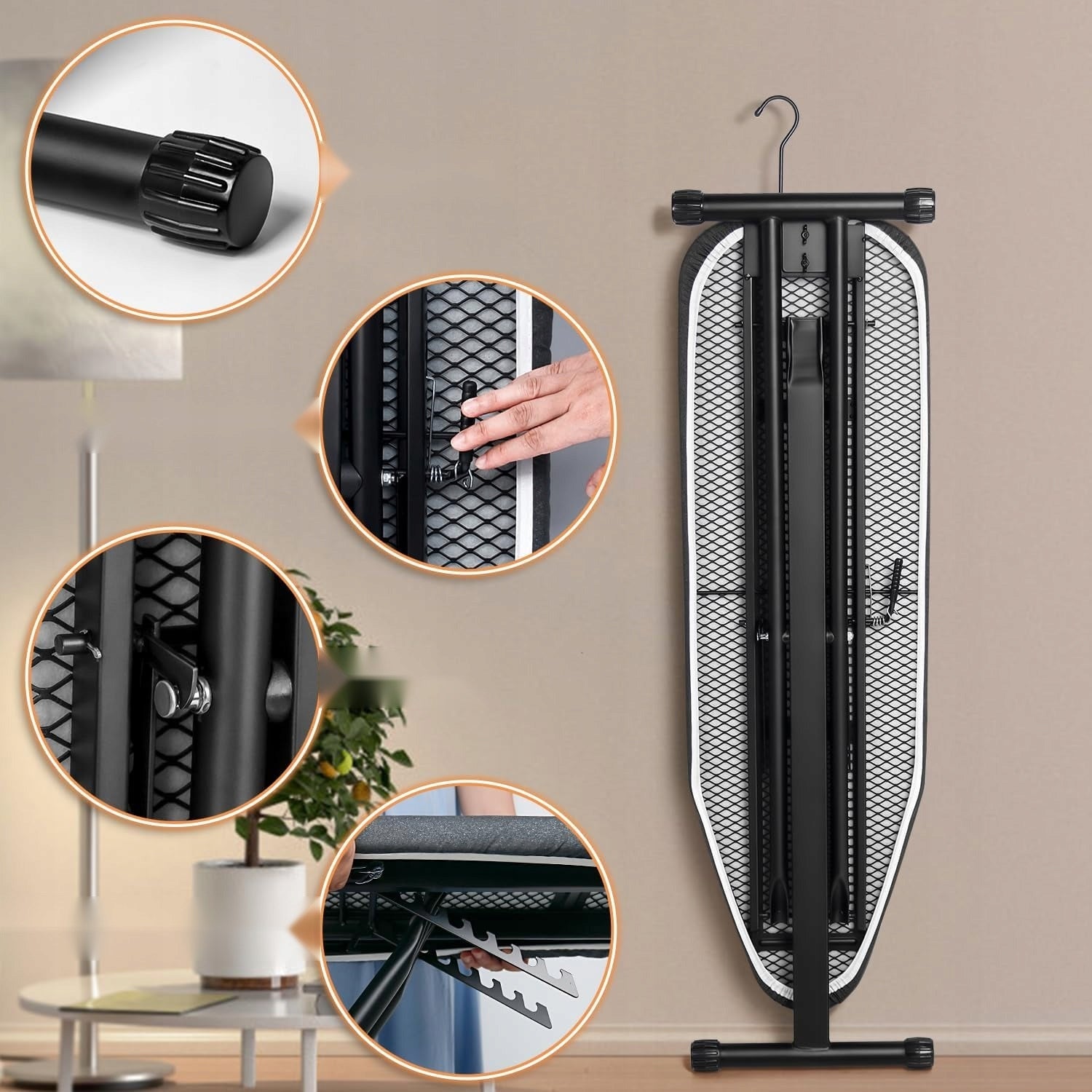 IRONING BOARD BLACK FOLDING 110X34CM STEEL HANDLE 7 HEIGHT EAN (GTIN) 5908107845379