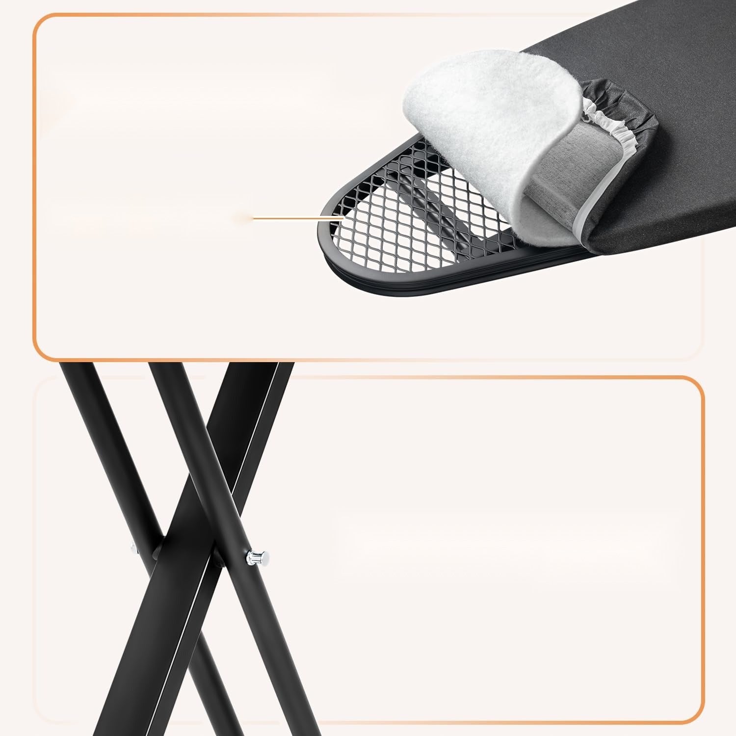 IRONING BOARD BLACK FOLDING 110X34CM STEEL HANDLE 7 HEIGHT Manufacturer code 5908107845379