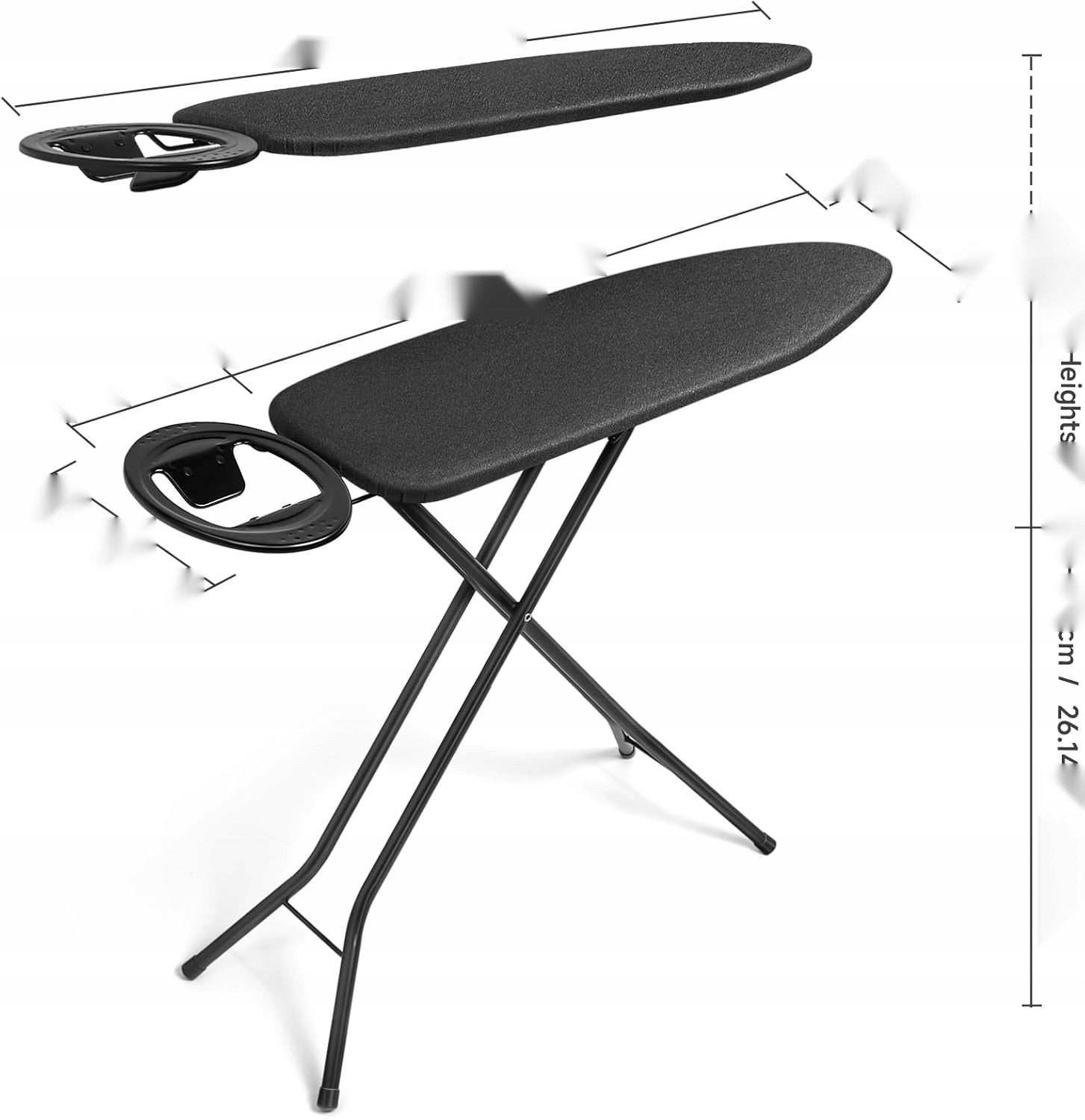 IRONING BOARD FOLDING STEEL TOP HEIGHT ADJUSTMENT 97X30CM Unfolded width 97 cm