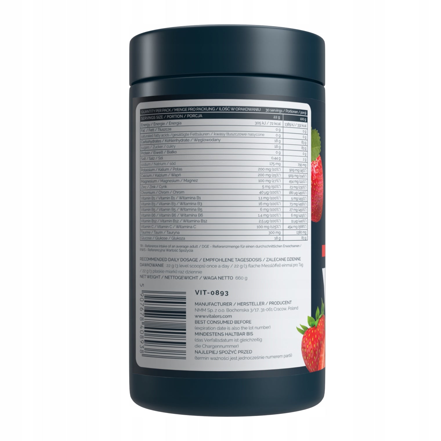 ISOTONIC DRINK CARBOHYDRATES Electrolytes STRAWBERRY 660g Energy Carbo Packaging status original