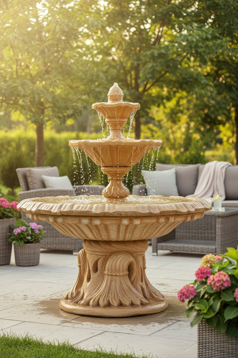 ITALIAN CONGLOMERATE GARDEN FOUNTAIN, CONCRETE GARDEN FIGURE Manufacturer code 1030