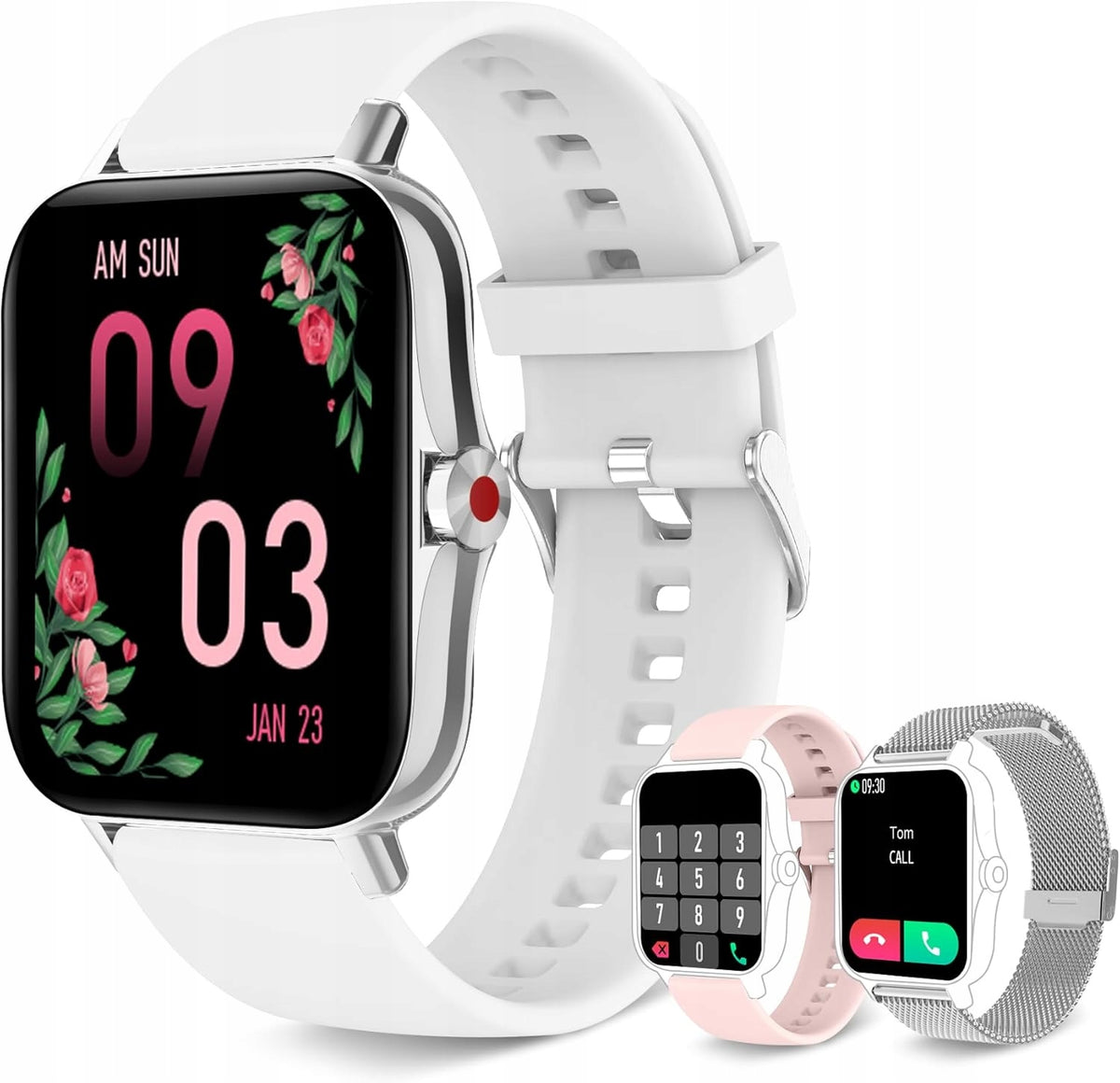 Iaret Smart Watch Smartwatch 1.7" I18 IP67 Silver Replacement Straps