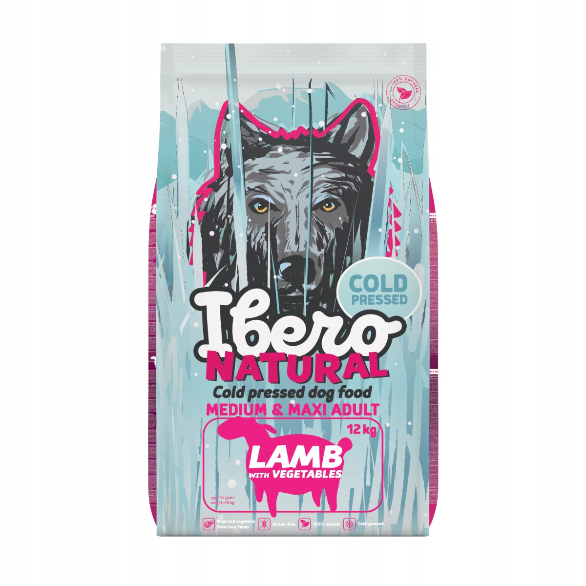Ibero Cold Press Dog Medium & Maxi Adult Lamb Pressed Dog Food 12 kg