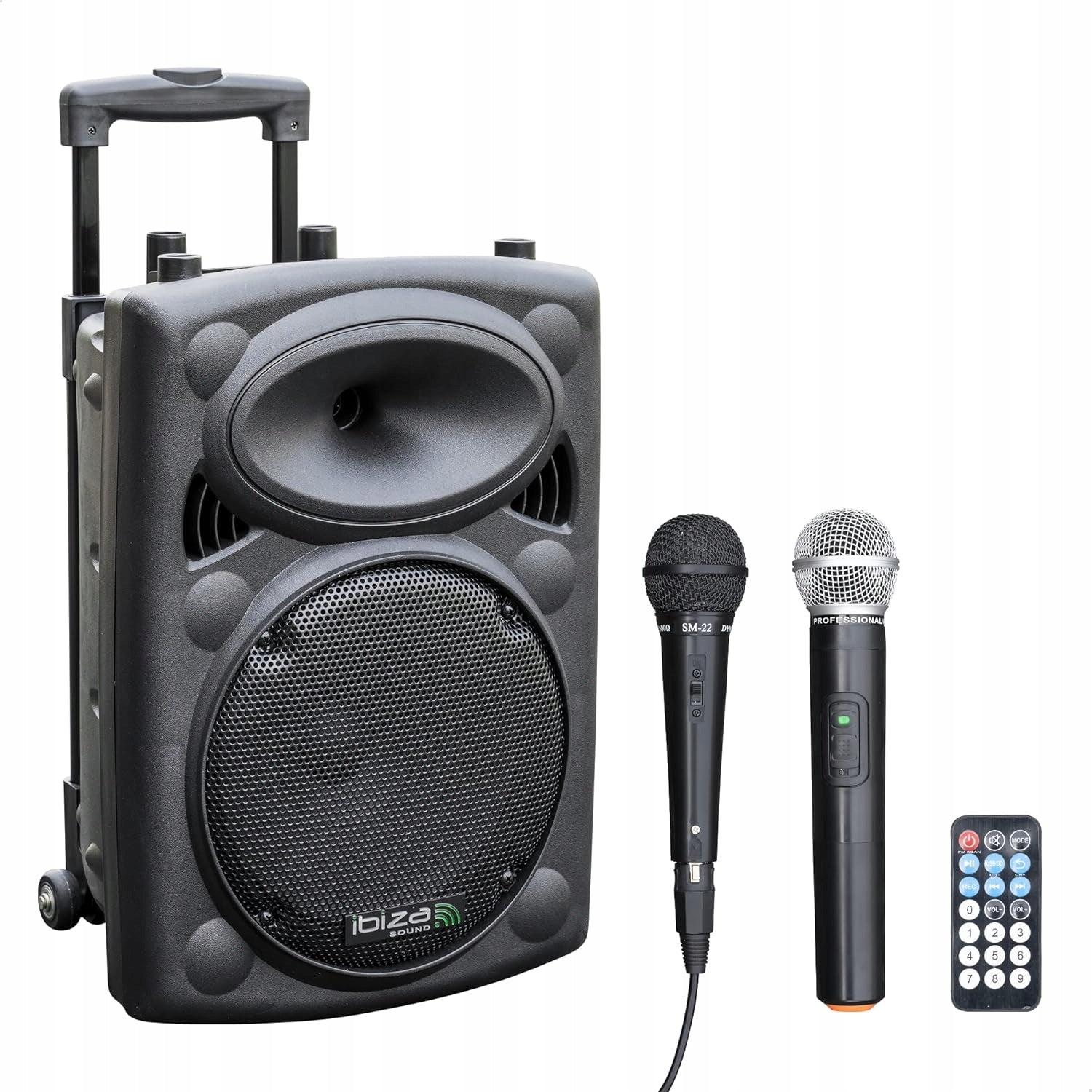 Ibiza PORT10VHF-BT Speaker 10"/500W with 2 mics wired and VHF set