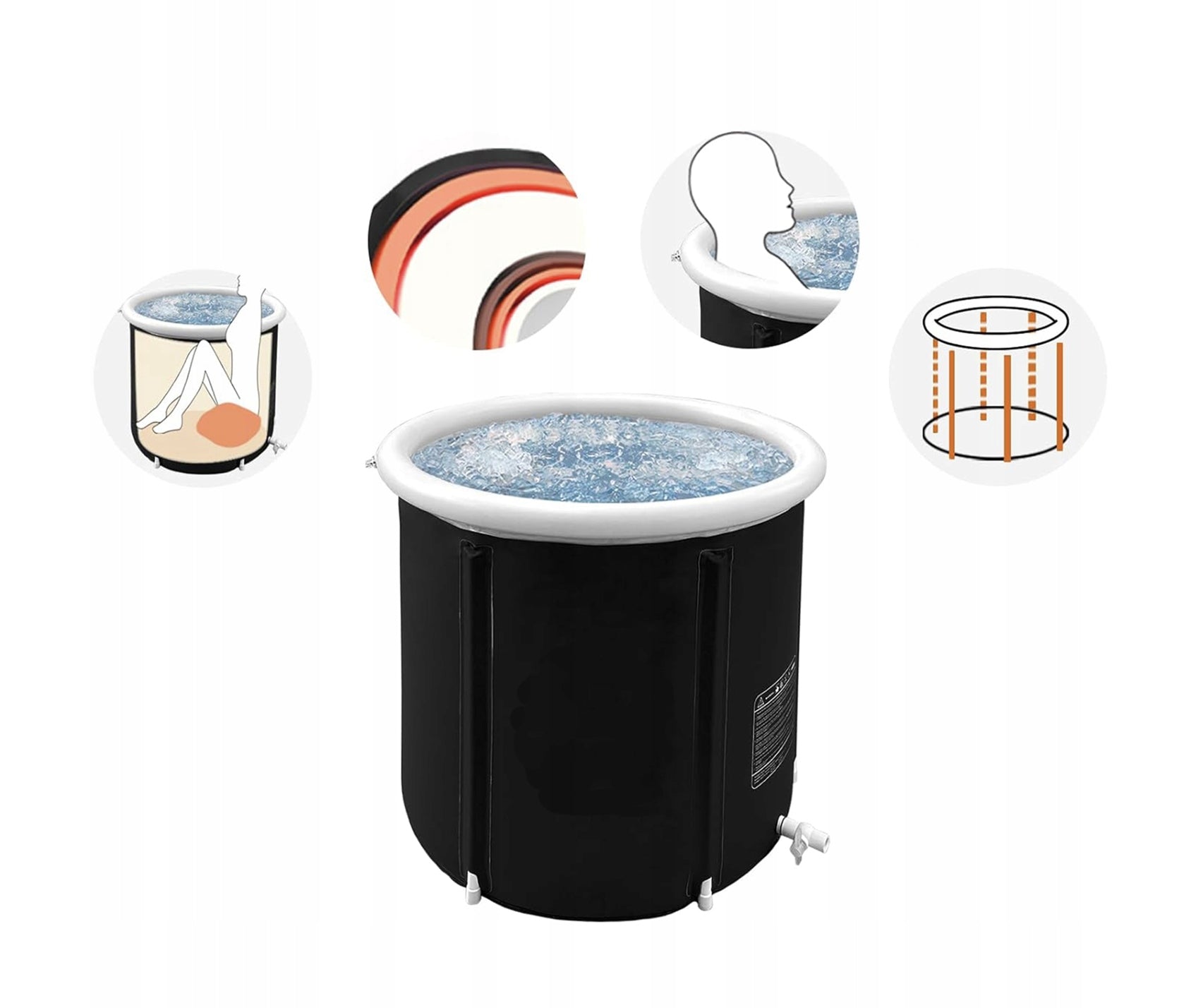 Ice Bathtub For Athlete Cold Water Therapy Inflatable Bathtub Shape oval