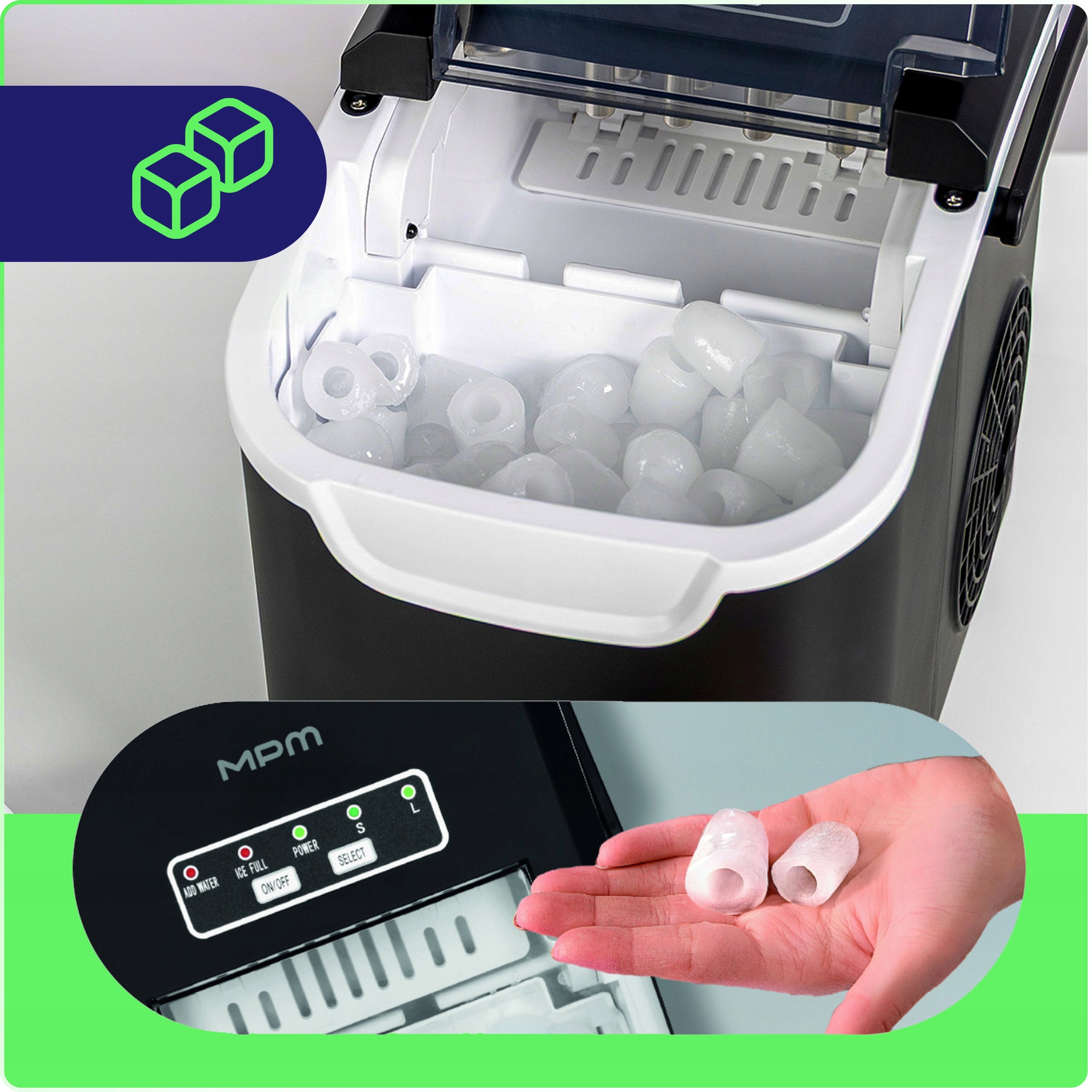 Ice Maker MPM MKD-206 black 100W Adjustable Compact Household 1,2l Model MKD-206