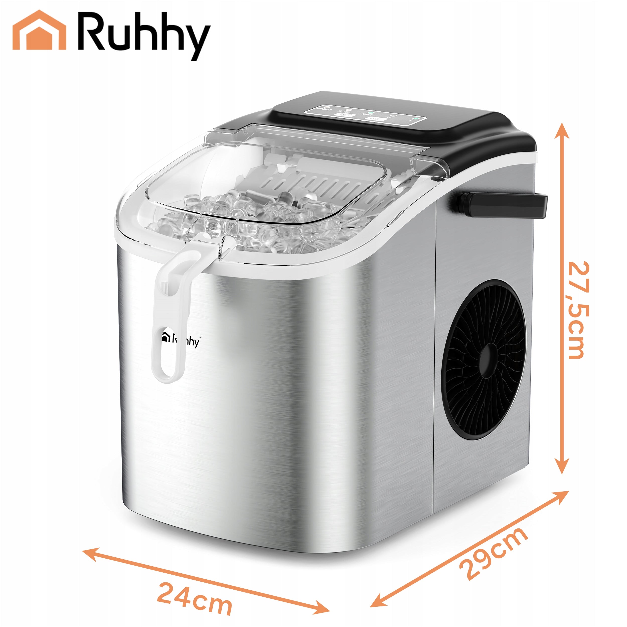 Ice maker 1,2l silver + Ruhhy spatula Manufacturer code Kostkarka do lodu 1,2l srebrna +łopatka Ruhhy