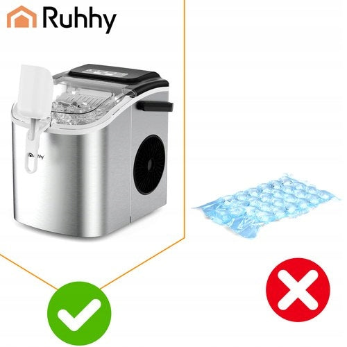Ice maker 1,2l silver + Ruhhy spatula Model Kostkarka do Lodu Mała Maszyna do Kostek Domowa