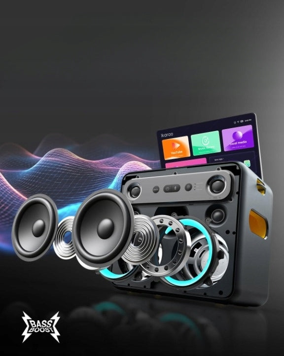 Ikarao Break X2 Karaoke Machine 300W Screen 10,1" 2 LED Pro Microphones Packaging status original