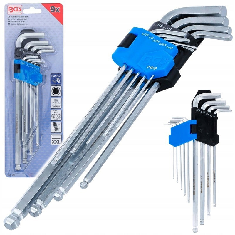 Imbus Inch Long Imbuses with Ball 1/16'-3/8' 9 Pack BGS-Germany Packaging status original