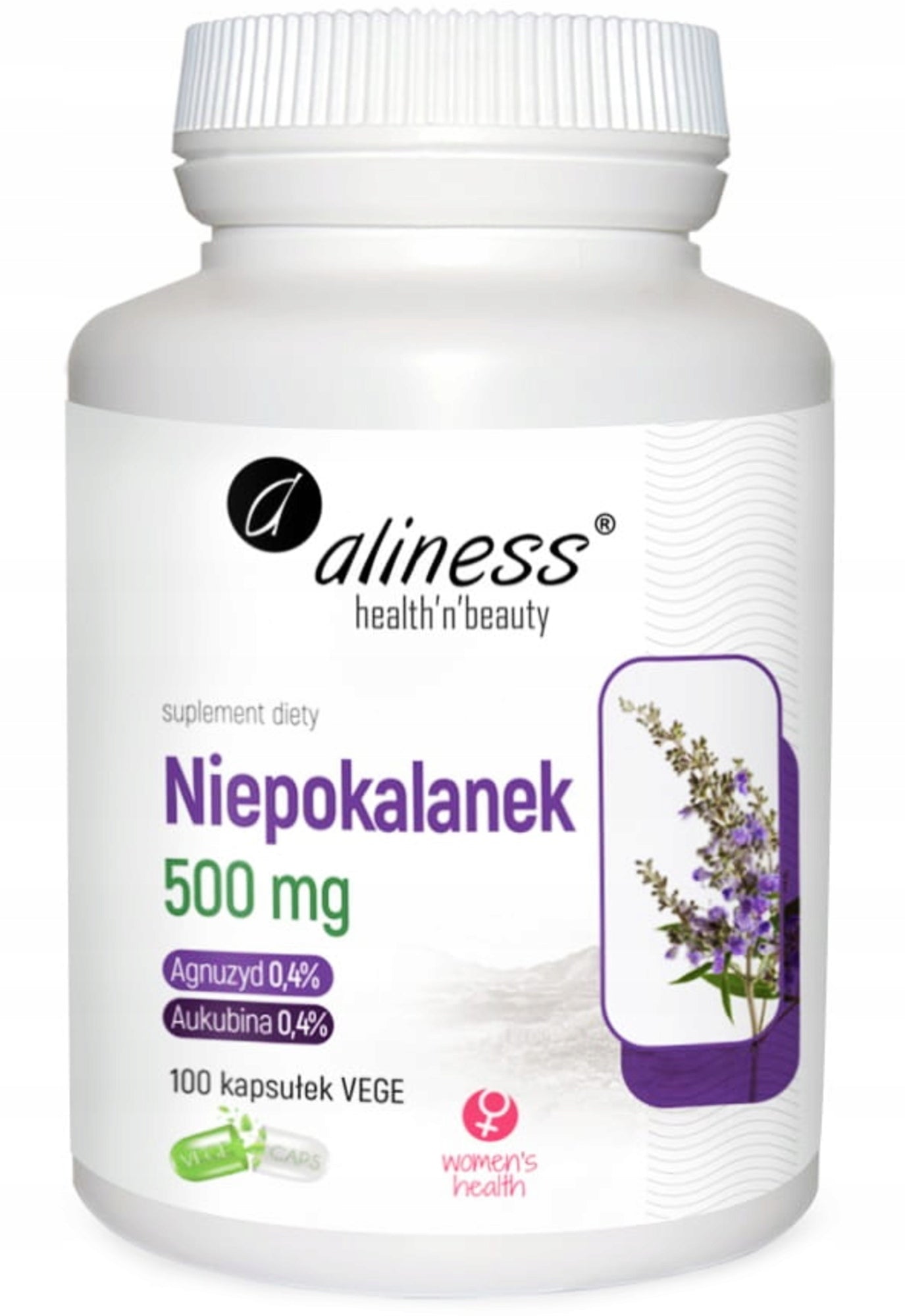 Immaculate Aliness 500mg 100 capsules VEGE Vitex agnus-castus Manufacturer code Aliness NIEPOKALANEK DLA KOBIET Menopauza