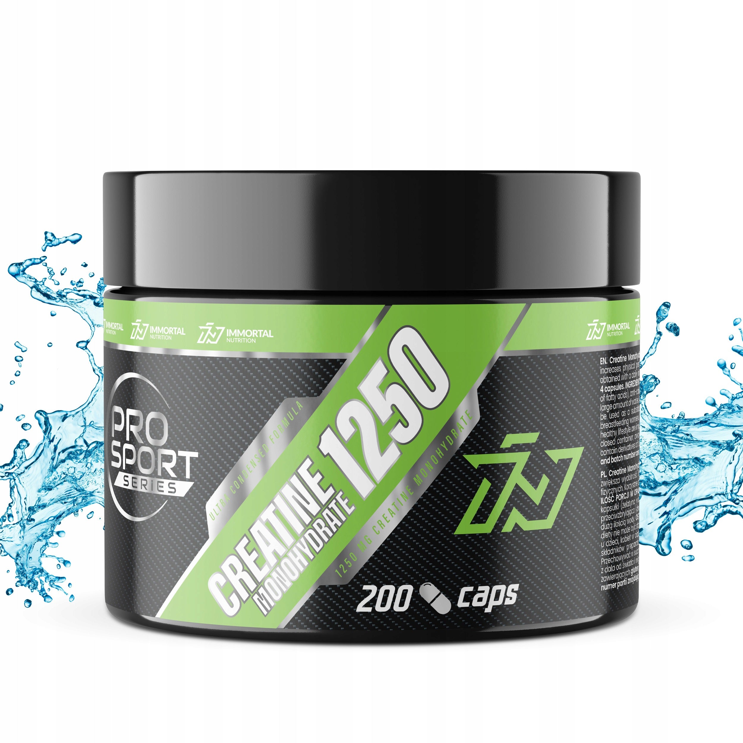 Immortal Creatine Monohydrate 1250mg 200caps CREATINE MONOHYDRATE MEGA CAPS Expiration date at least 1 year from the date of purchase