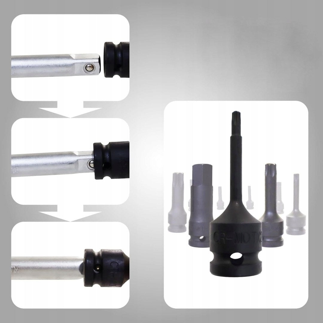 Impact Caps 1/2" Torx Spline Hexagon 26 Pcs Cr-Mo Packaging status original