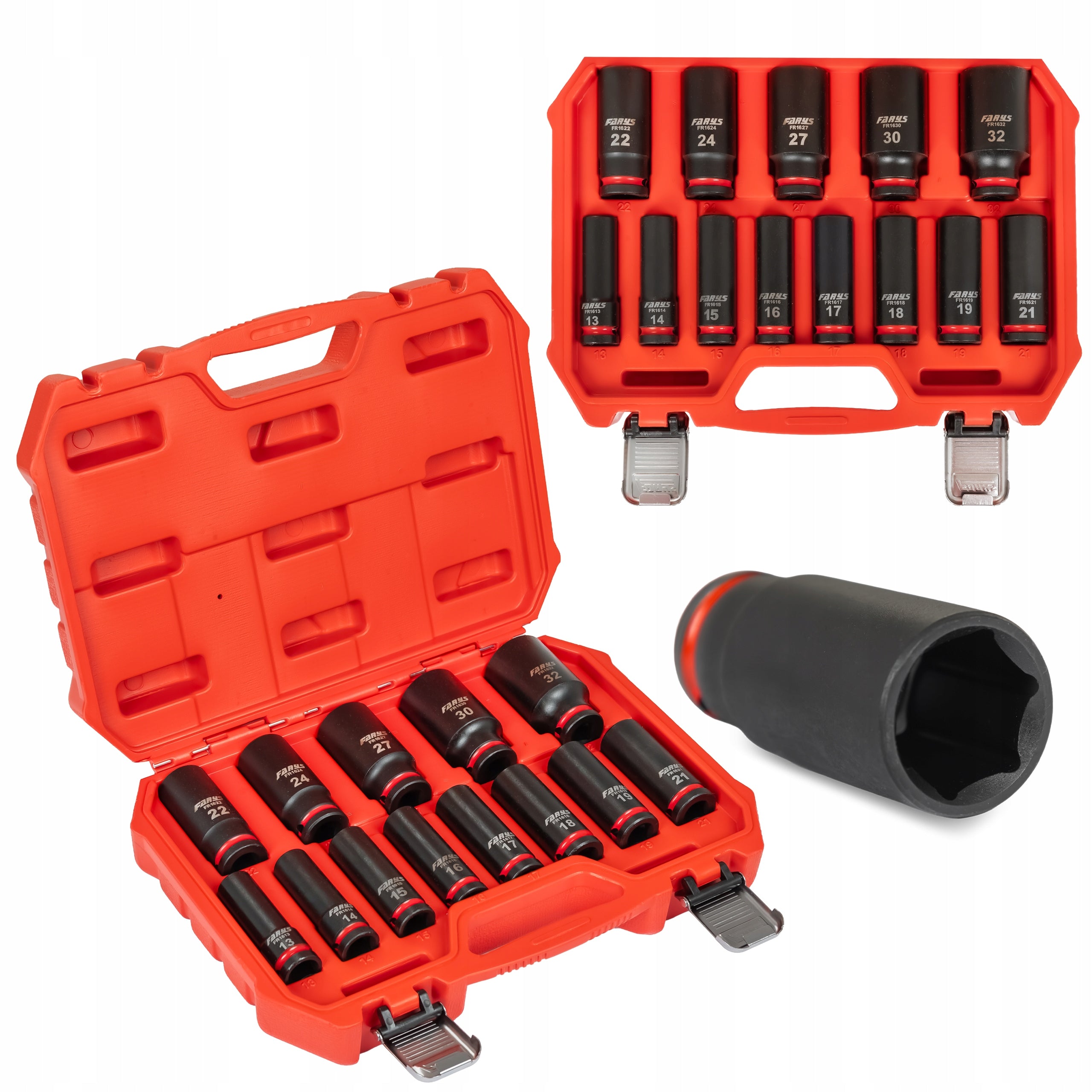 Impact Caps Long 1/2 13-32mm Set of 13pcs Professional Strong FR2564