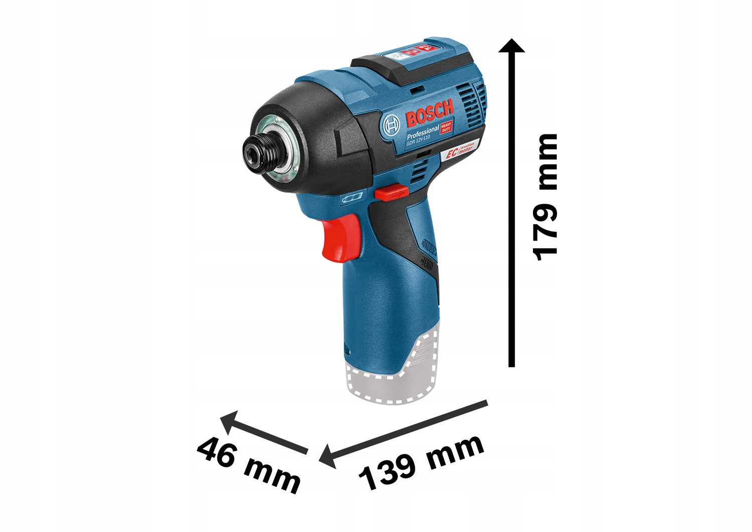 Impact Driver 12V 2x3,0Ah Case L-BOXX Bosch GDR 12V-110 Motor type brushless motor