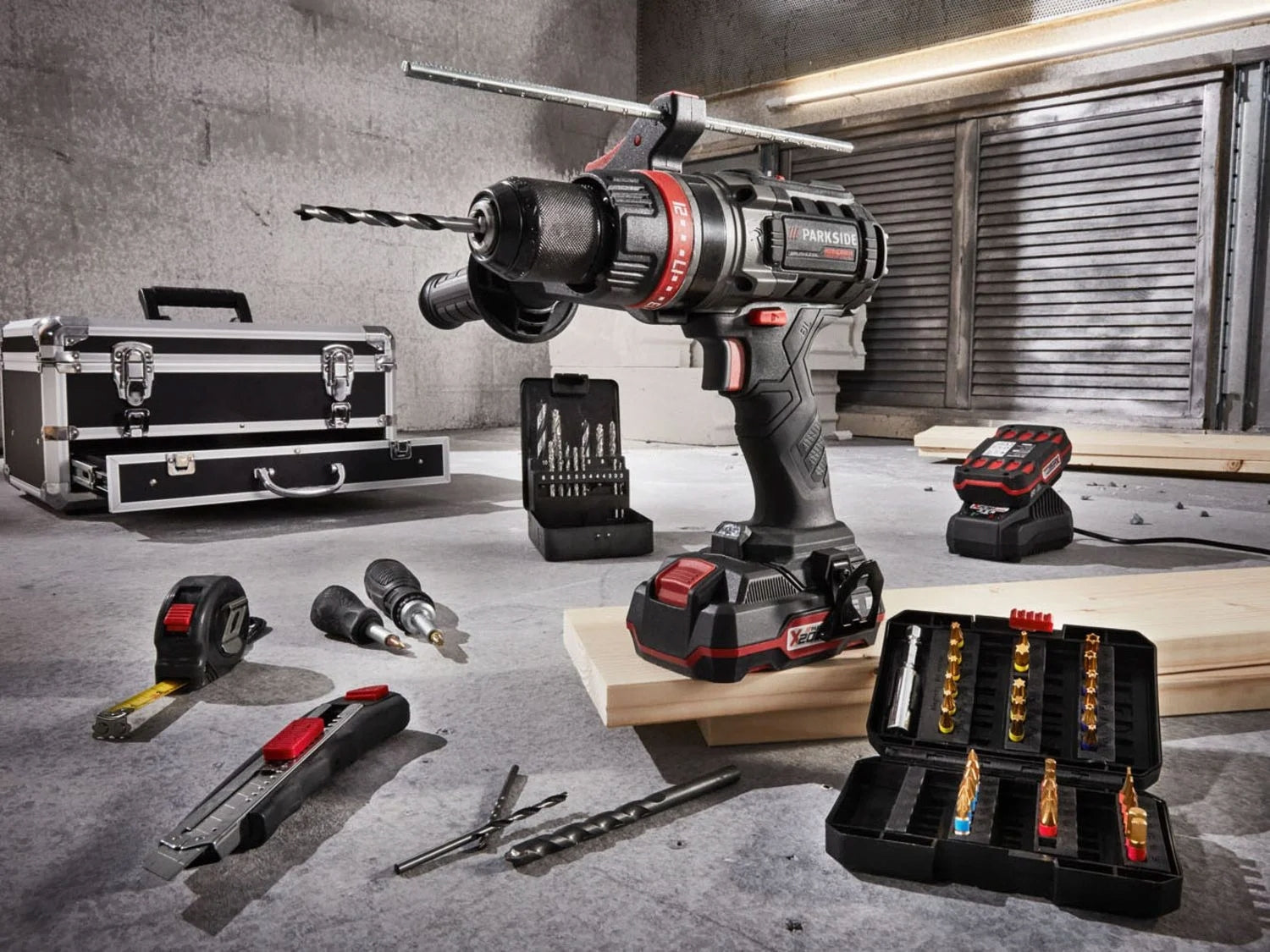 Impact Driver Drill PARKSIDE PSBSAP 2 Aku 2Ah Charger + Accessories Packaging status original