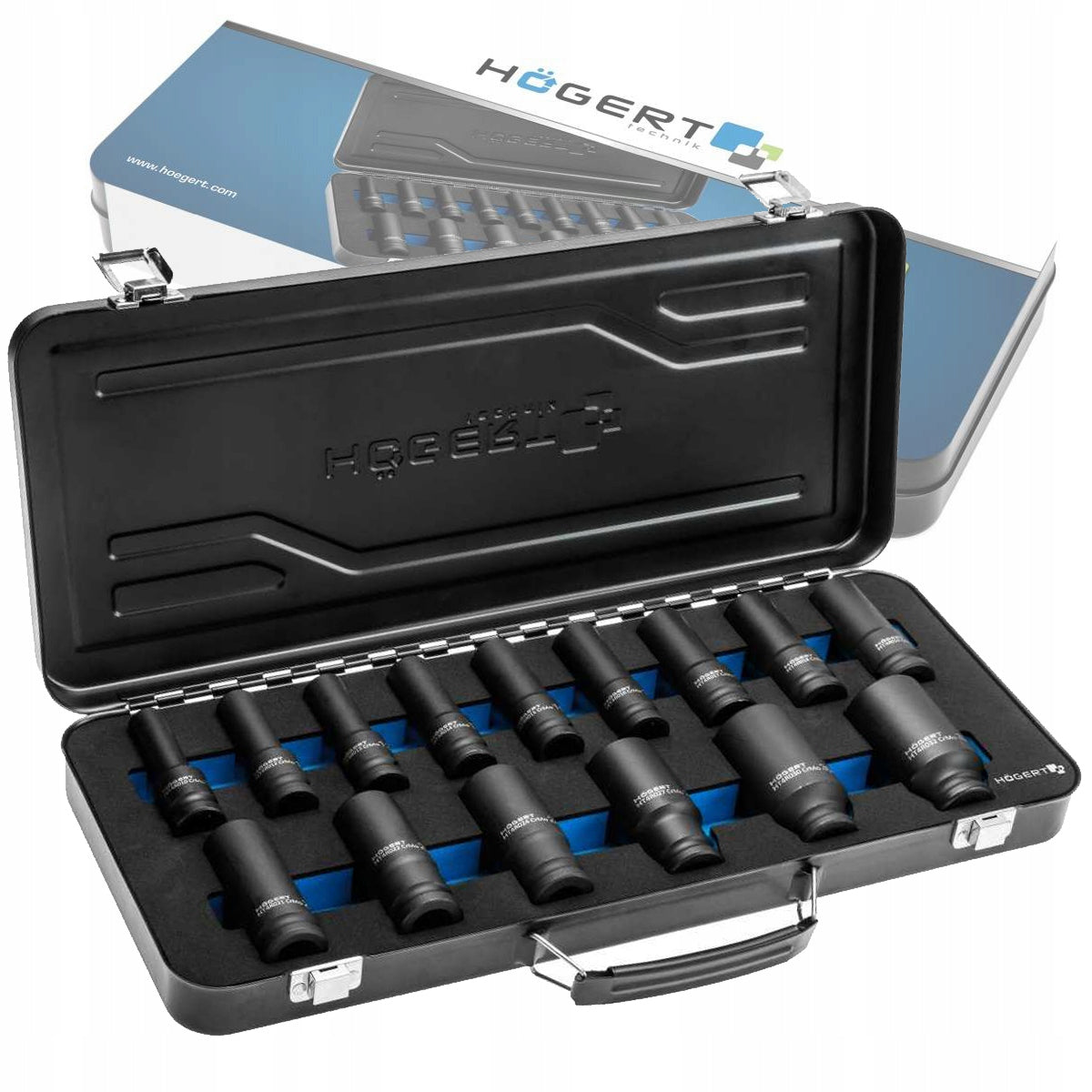Impact Wrench Socket Set 1/2″, 15 Pack, CrMo, Long HT4R049