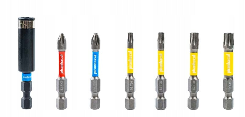 Impact bit set impact bits tips 31 pcs PIRANHACUT Bit cap thickness 1/4"