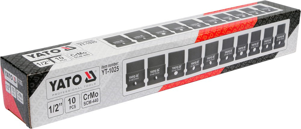 Impact sockets Yato YT-1025 1/2" 10 pieces Brand Yato