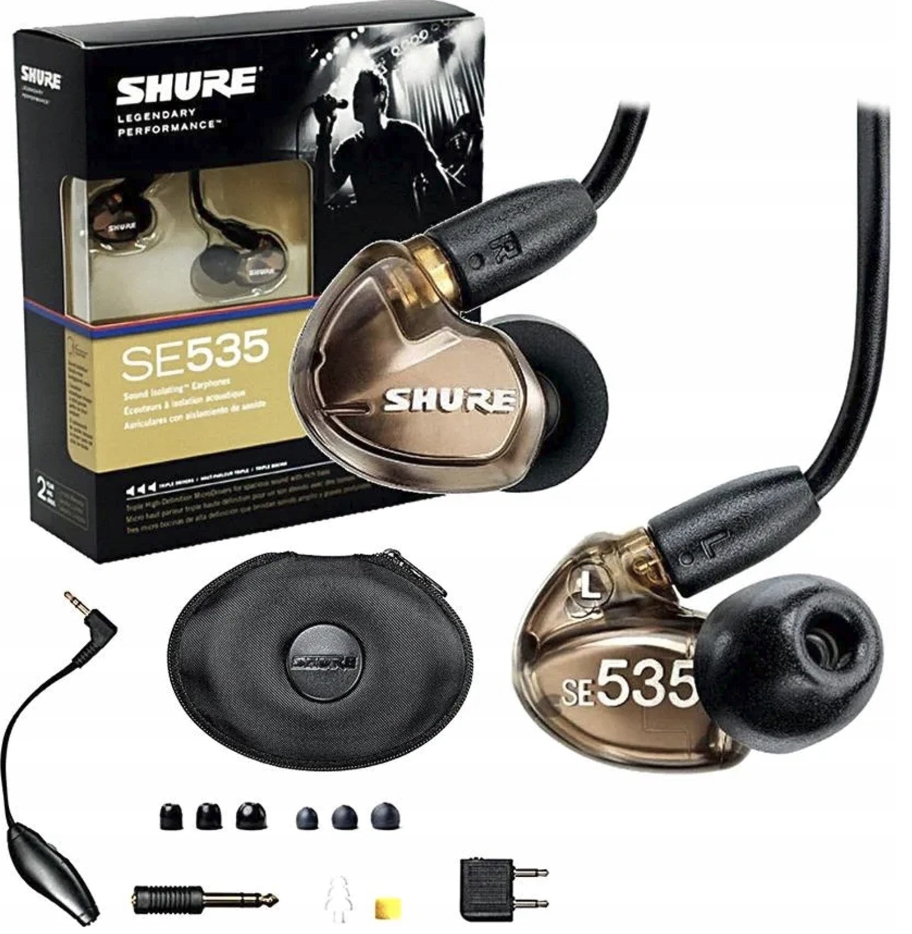 In-ear headphones Shure SE535 Brown Cover + Overlays + Manual