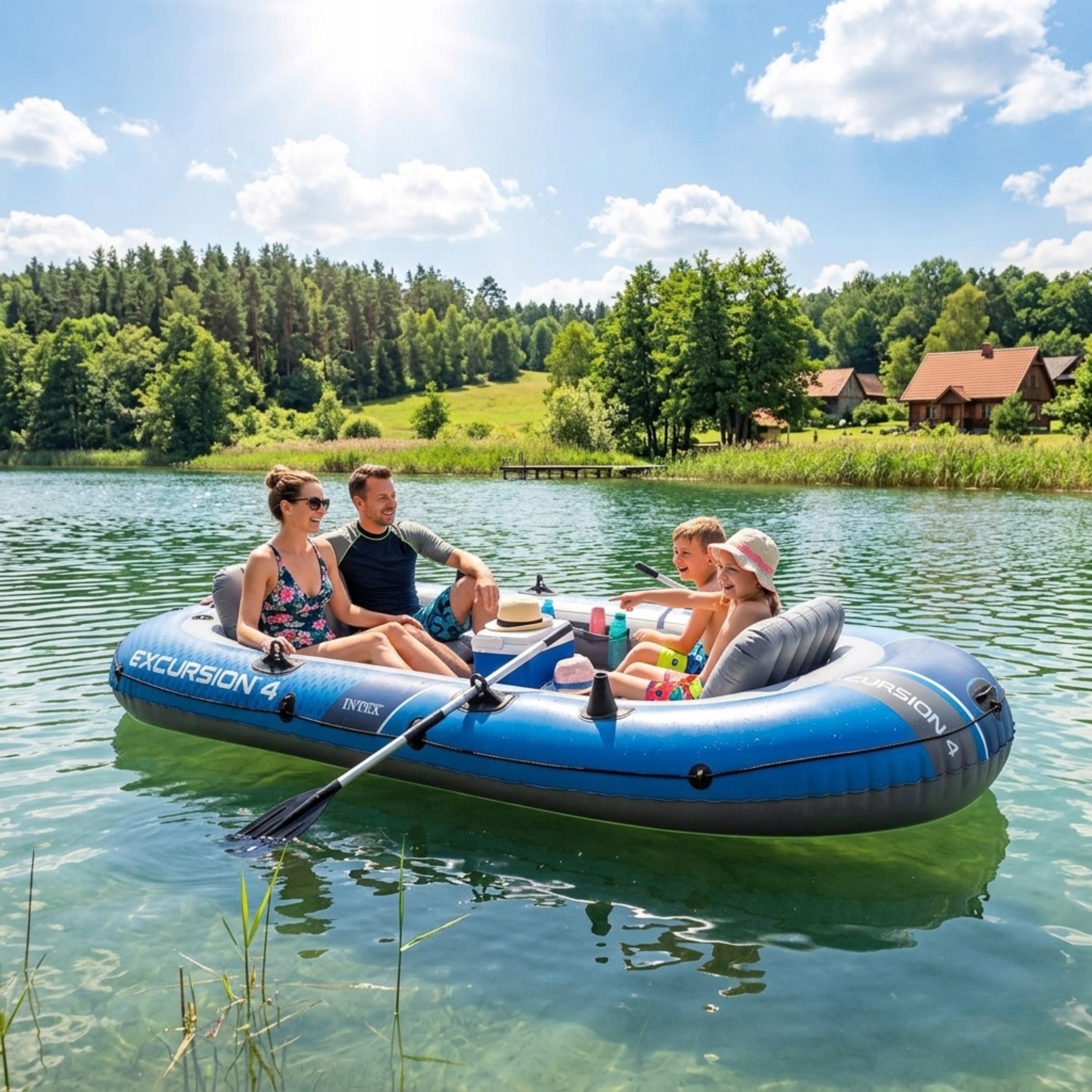 InFLATABLE PONTOON Large 4 Person 500kg Boat 2 Paddles Pump PVC Bag Strong Number of seats 1