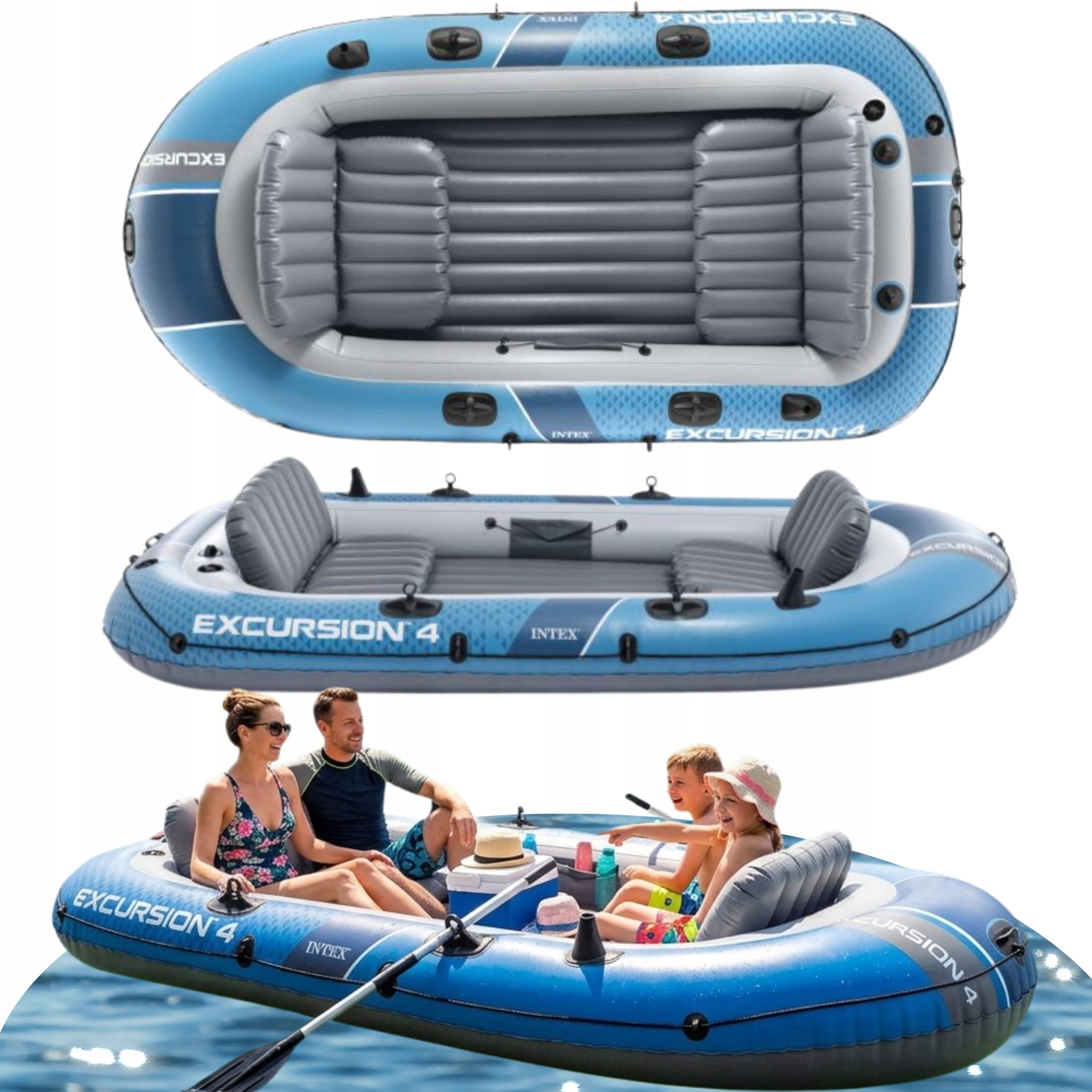 InFLATABLE PONTOON Large 4 Person 500kg Boat 2 Paddles Pump PVC Bag Strong