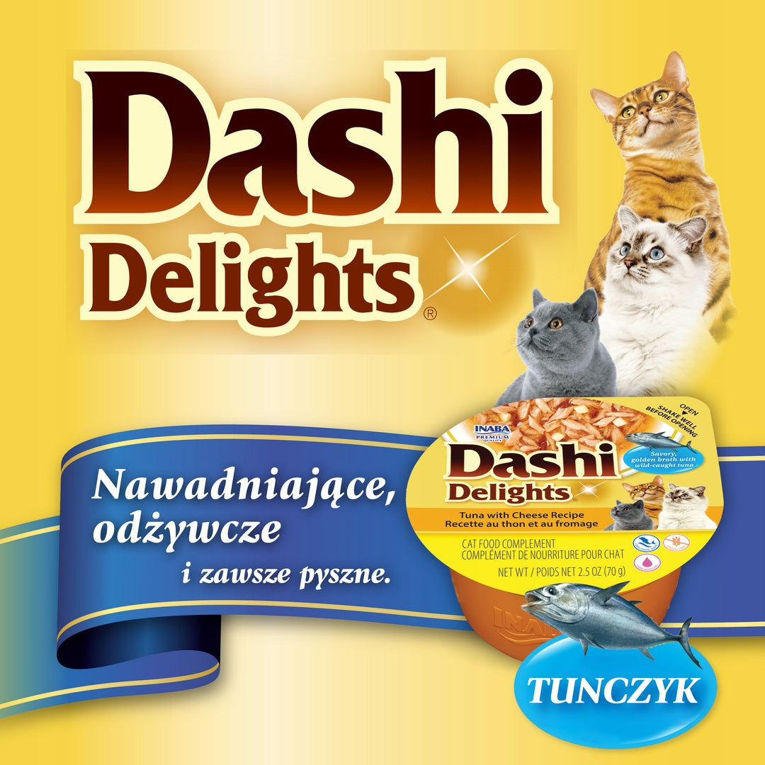 Inaba Cat Dashi Delights 70g Supplementary Cat Food Tuna with Cheese Packaging status original