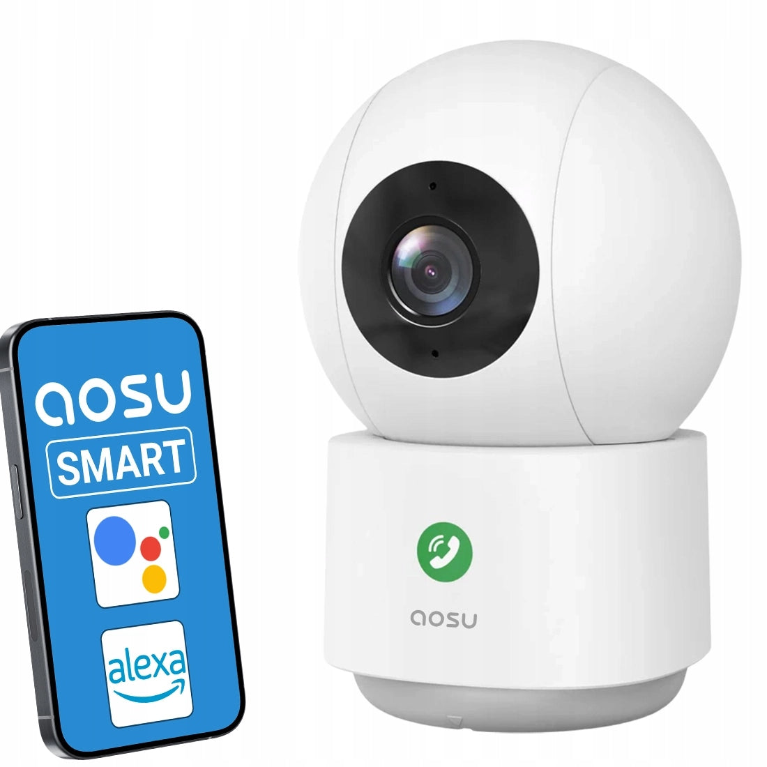 Indoor Camera Rotating Aosu 2K WiFi 2.4/5GHz AI Microphone App