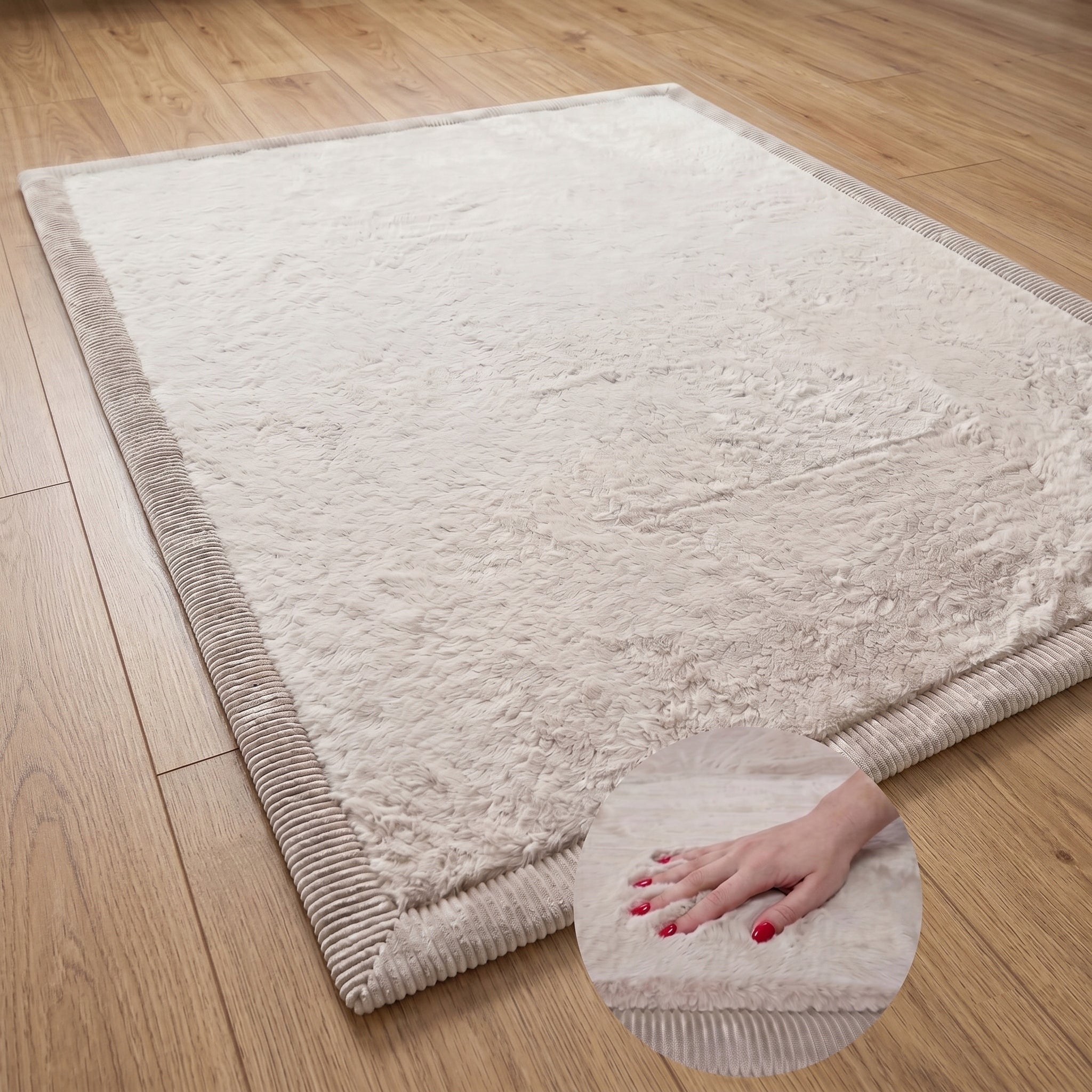 Indoor Carpet BEIGE RECTANGLE Plush 80x150 cm Fluffy THICK 4 cm Manufacturer code Dywan Beżowy 80x150