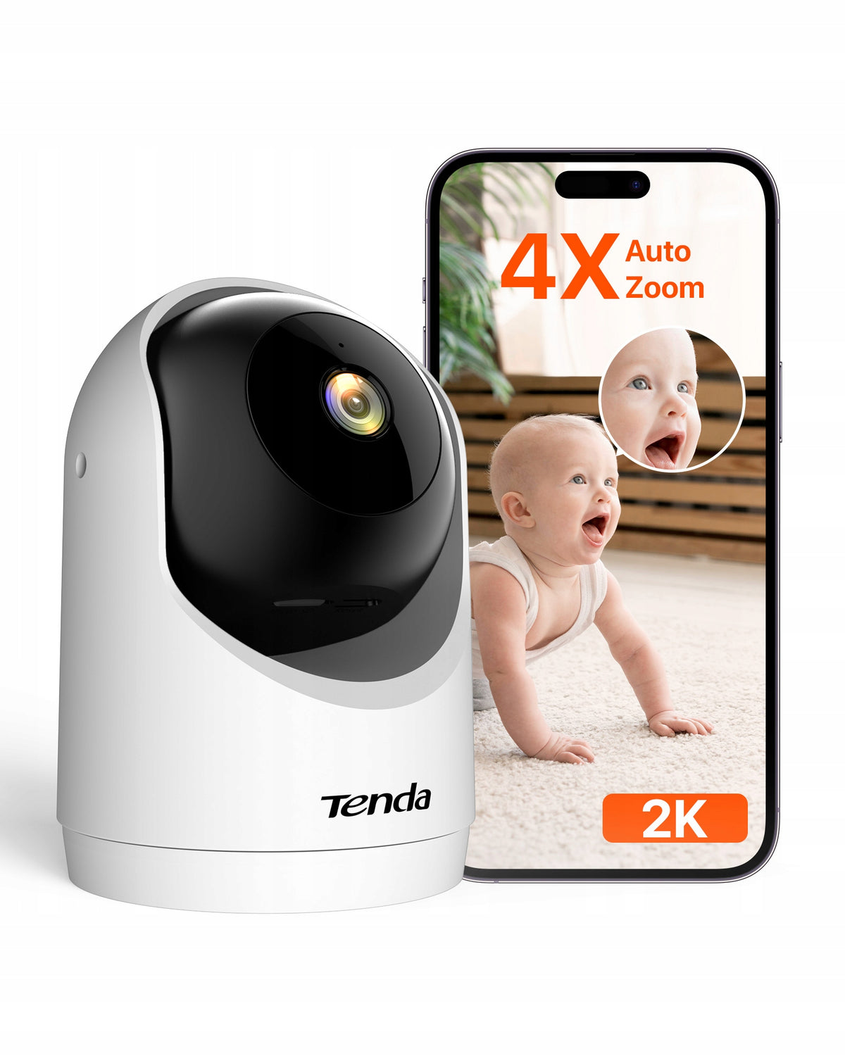 Indoor TENDA 2K CP3 V3.0 Security Camera, 360 Degree Camera