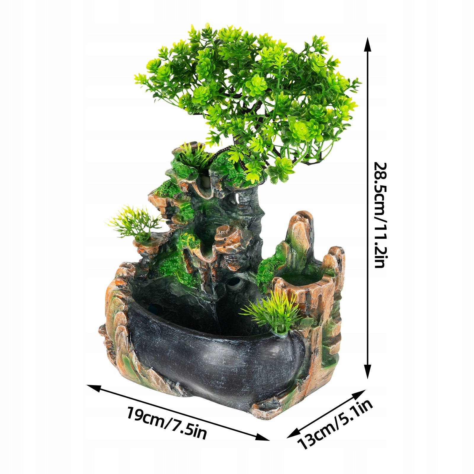 Indoor Waterfall Fountain, Table Fountain, Green Plant Fountain Packaging status original