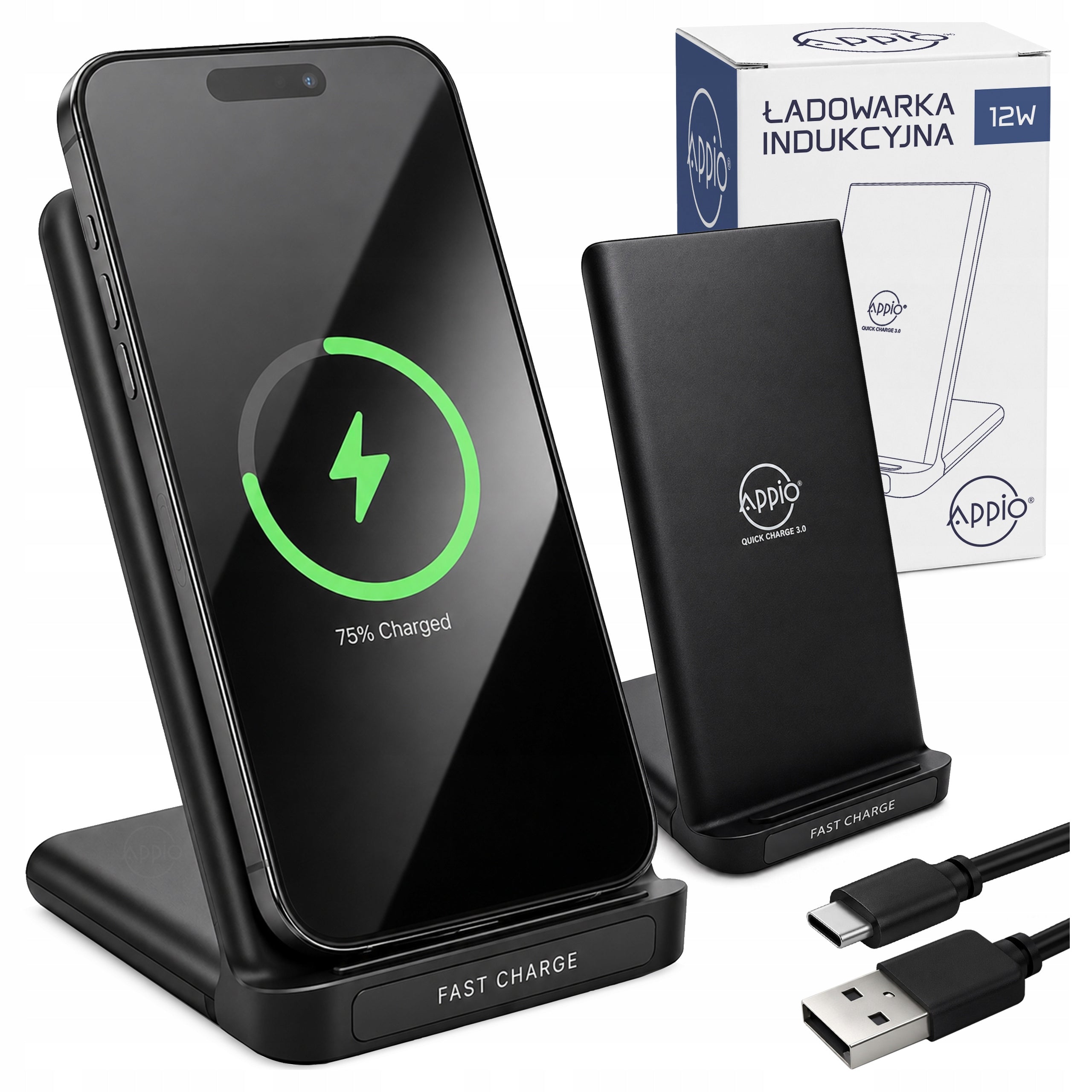 Induction Charger Wireless Fast Charging Station 15W QC USB C