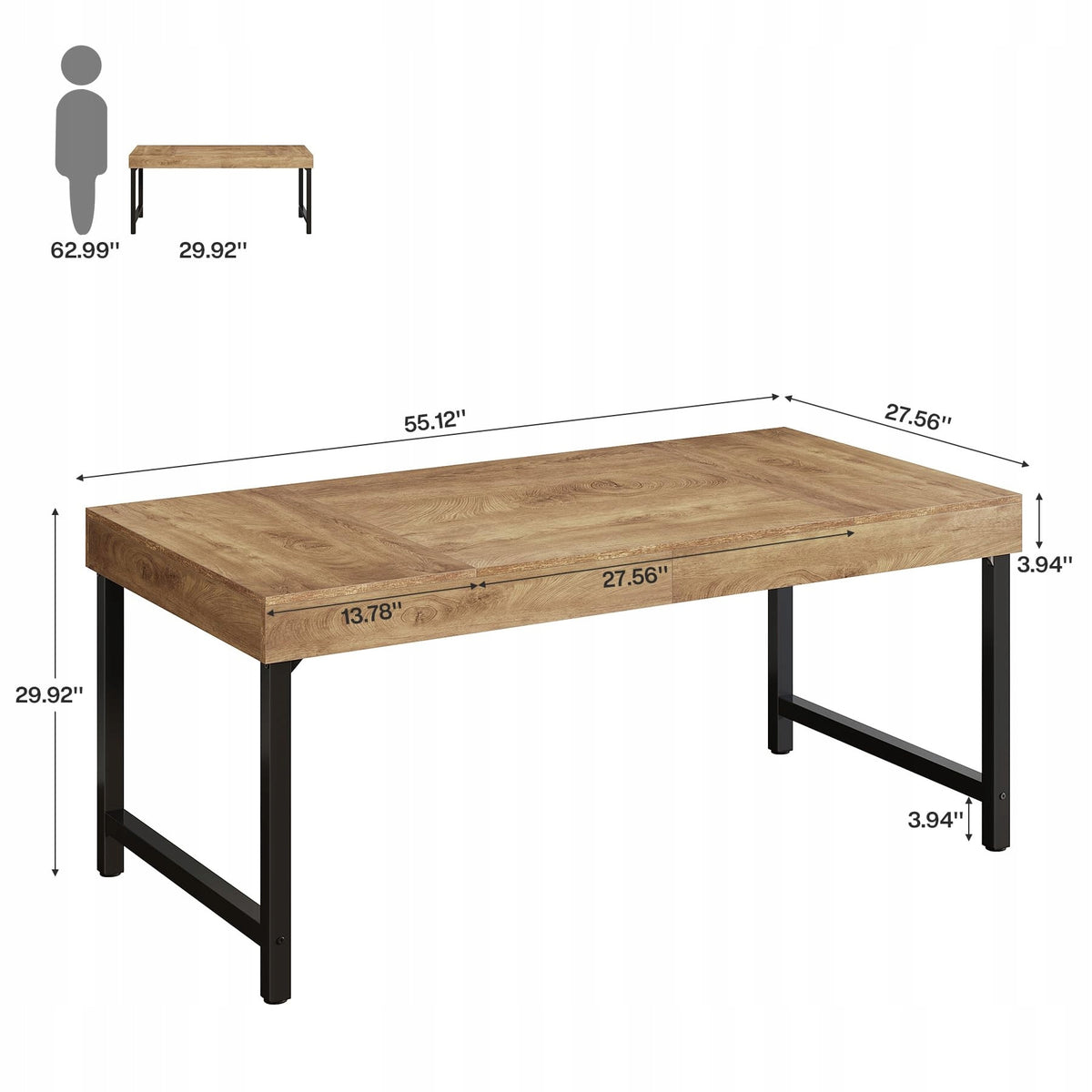 Industrial 140 cm Computer Desk Metal Legs Home Office Writing Workstation Packaging status original
