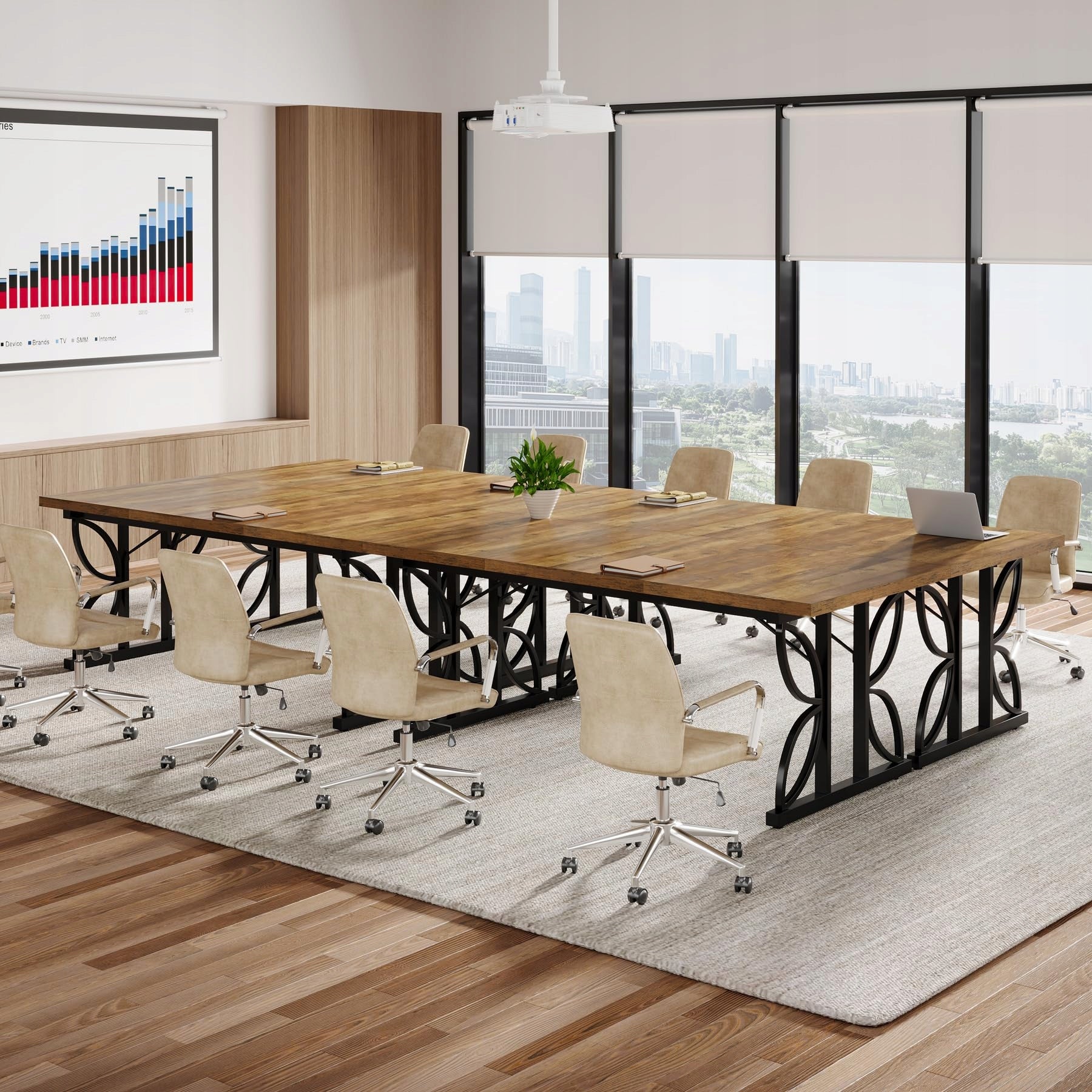 Industrial 180x80x75cm Computer Desk Metal Frame Brown Home Office Desk Manufacturer code HOGA-F2206