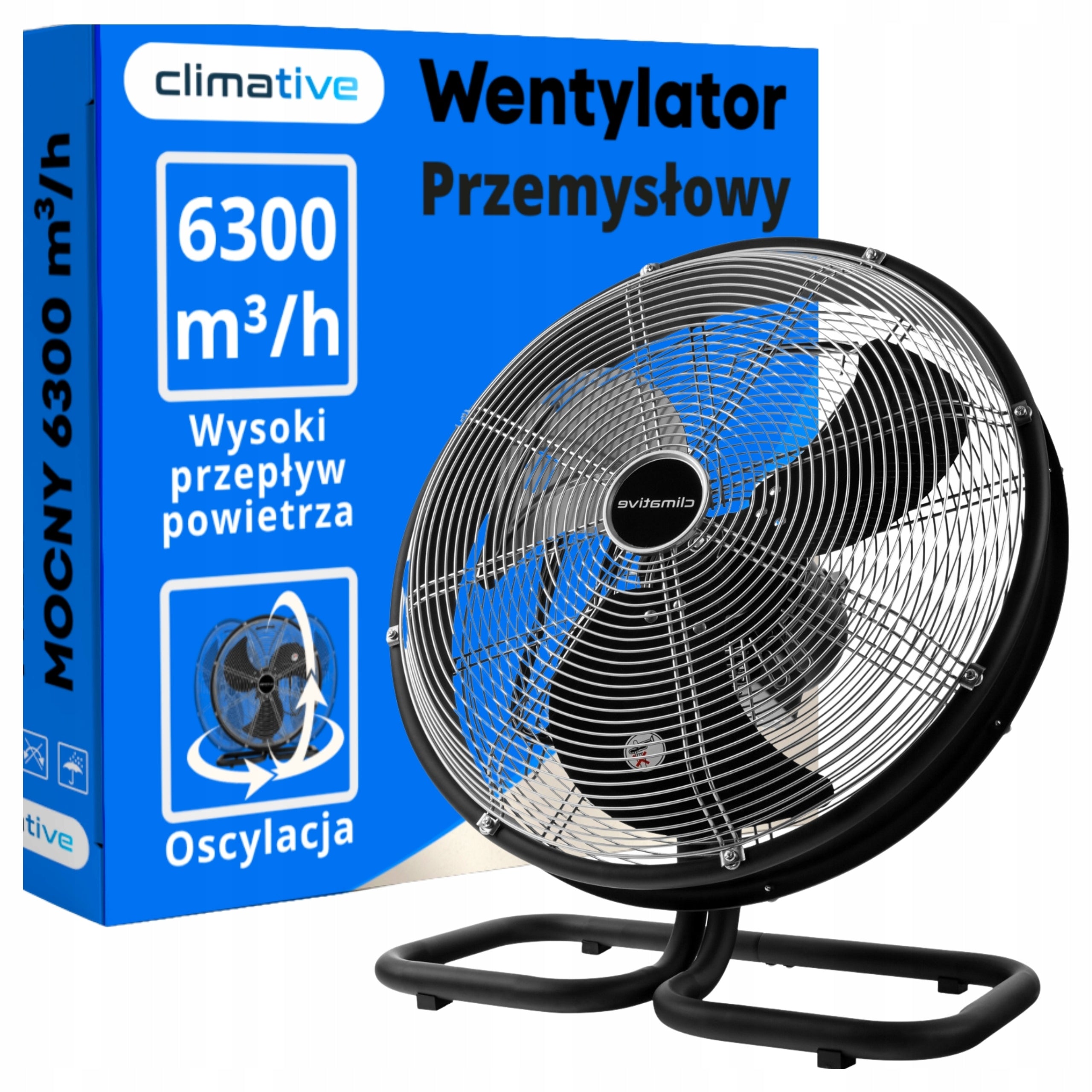 Industrial Floor Axial Fan Powerful 6300m3 120W Tornado 450mm