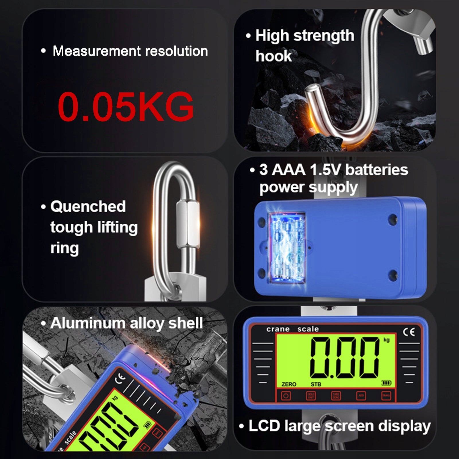 Industrial hanging scale, high strength digital crane scale 500 kg/