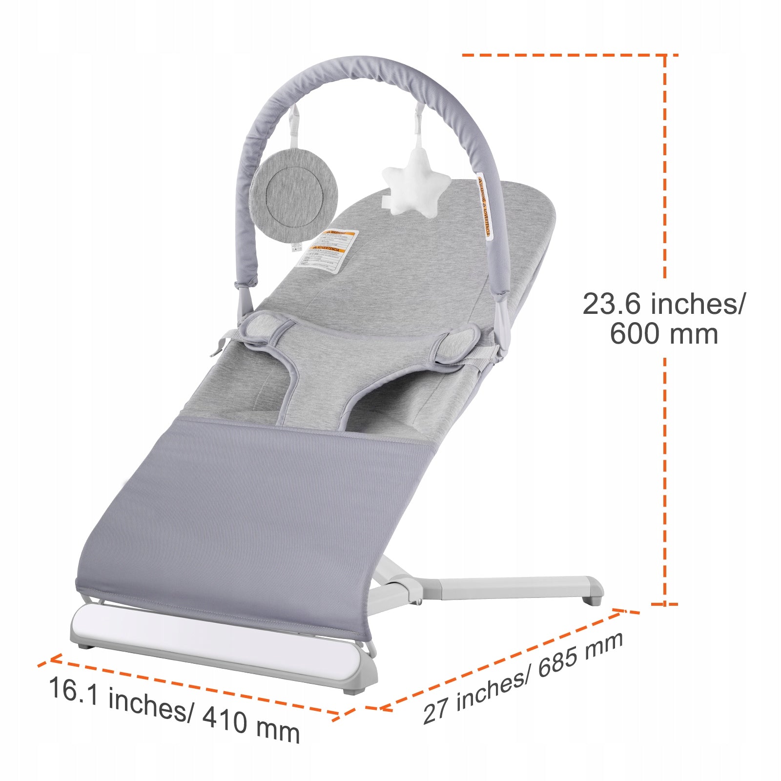Infant Lounger With Bag Folding Baby Rocker Light Grey Brand Vevor