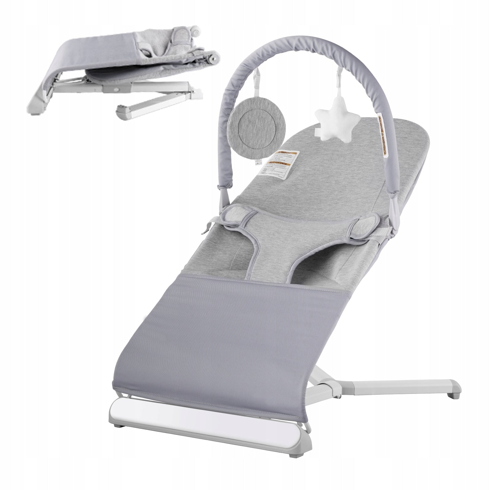Infant Rocker 0 to 9 Months Folding Rocking Chair Light Grey Brand no brand