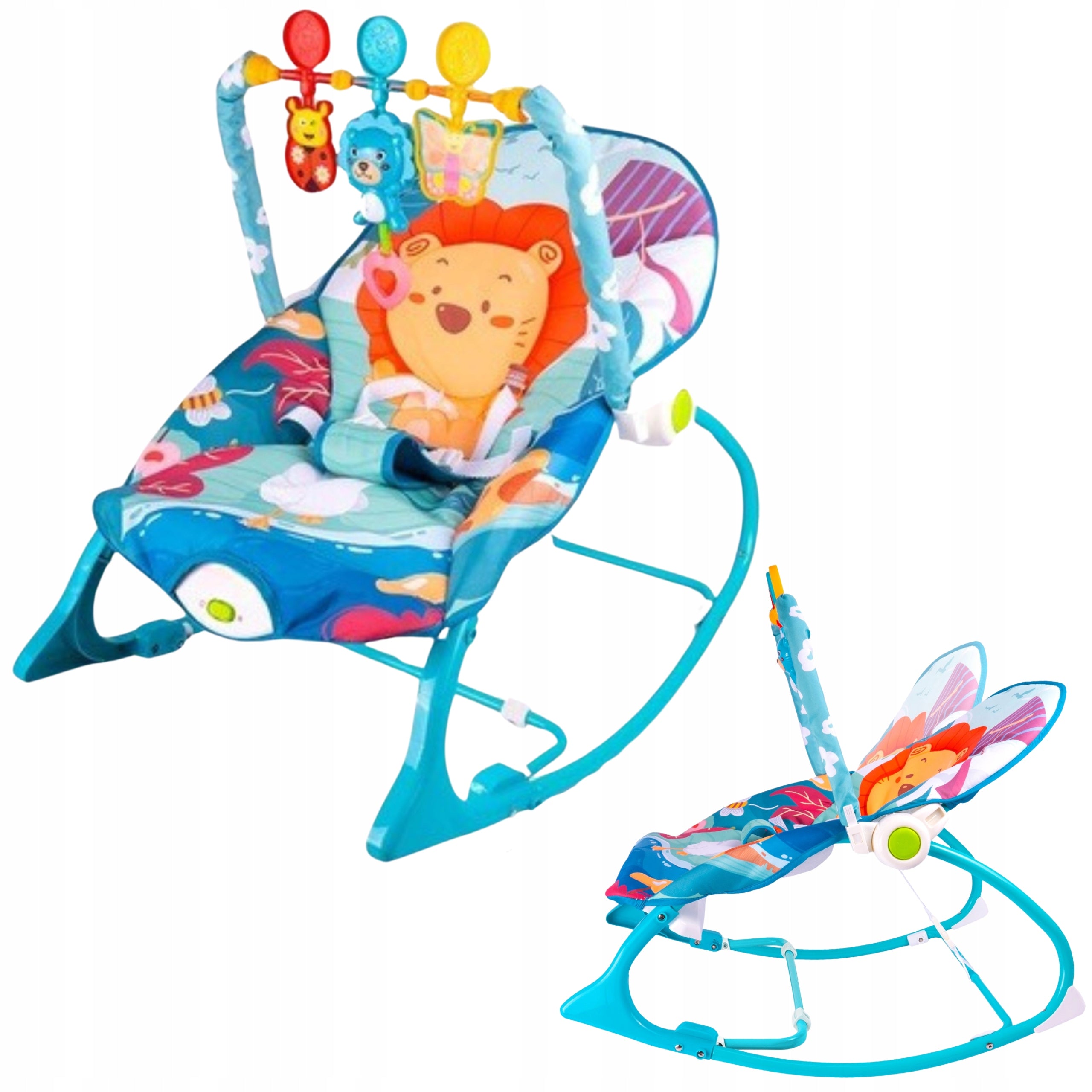 Infant Sun Lounger Rocker Seat Vibration Lion Belts Toddler Seat