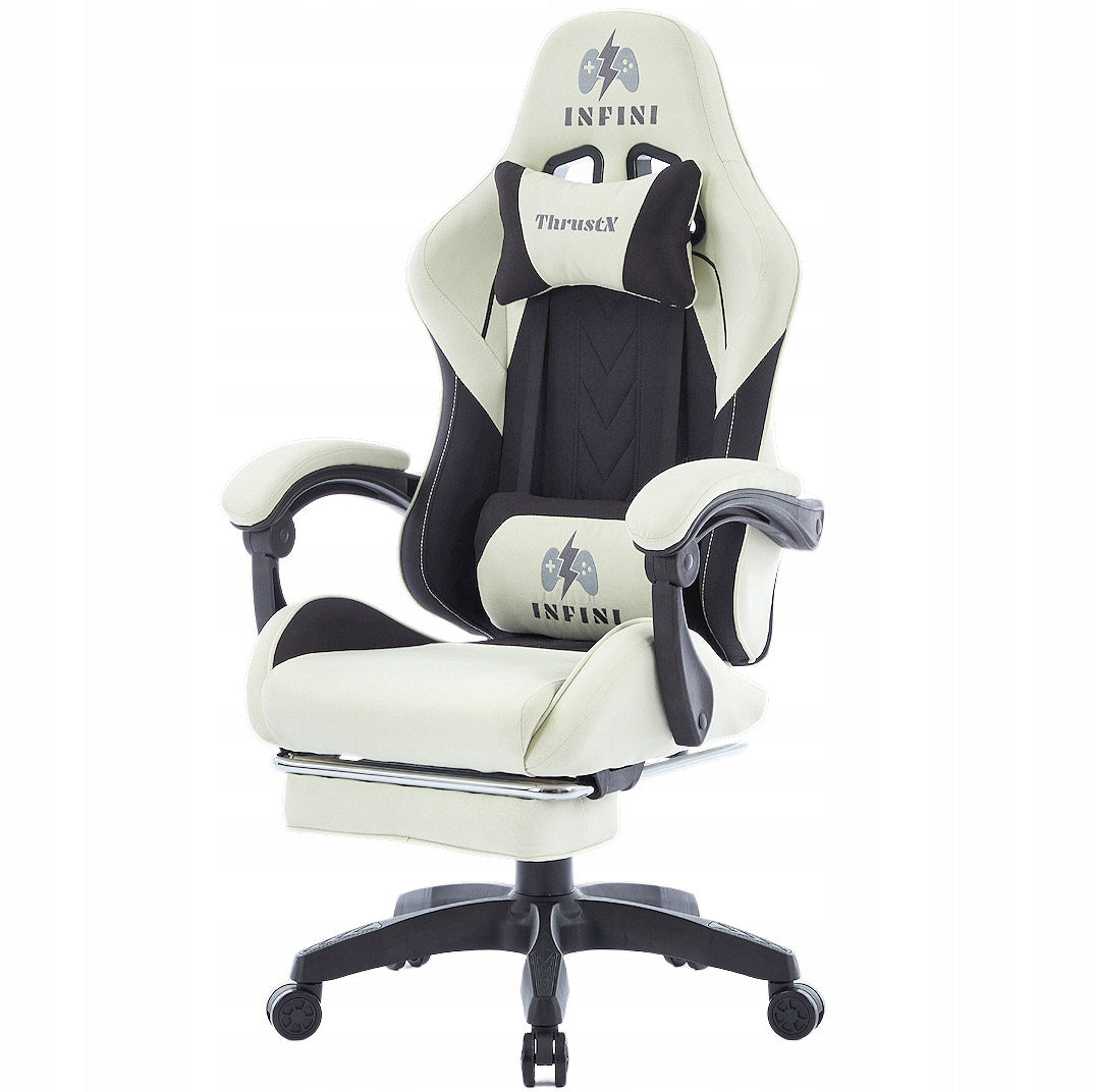 Infini ThrustX Gaming Chair with Footrest Black-Cream Furniture depth 63 cm