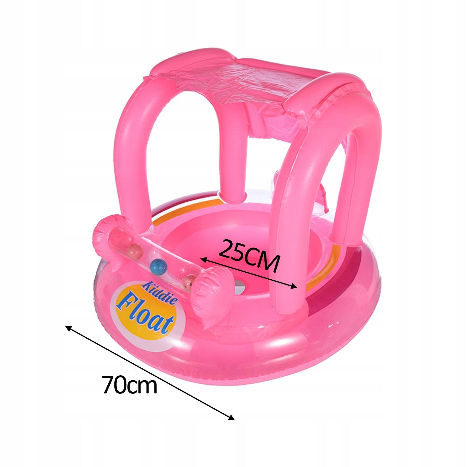 Inflatable Baby Pool Float Baby Swimming Ring with Sun Protection Pink Packaging status original