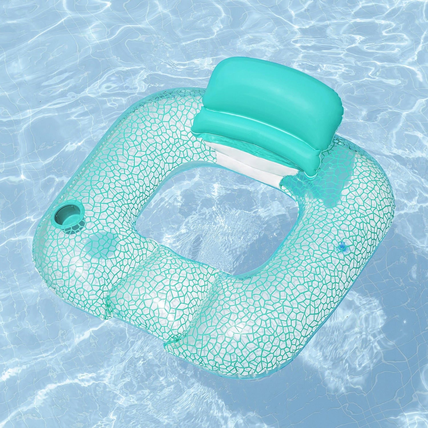 Inflatable Beach Mattress Chair with Backrest + Pool Holder Beach BESTWAY Color blue
