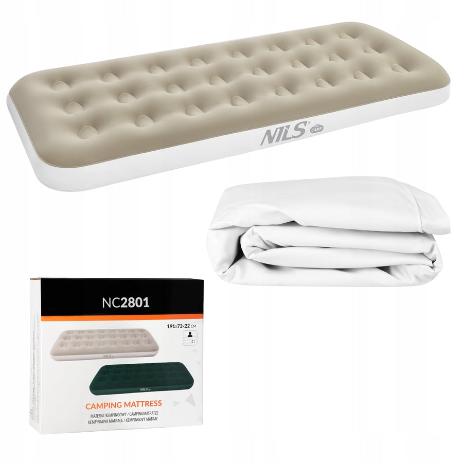 Inflatable Camping Mattress for Sleeping Single Tourist Beige 22 cm Packaging status original