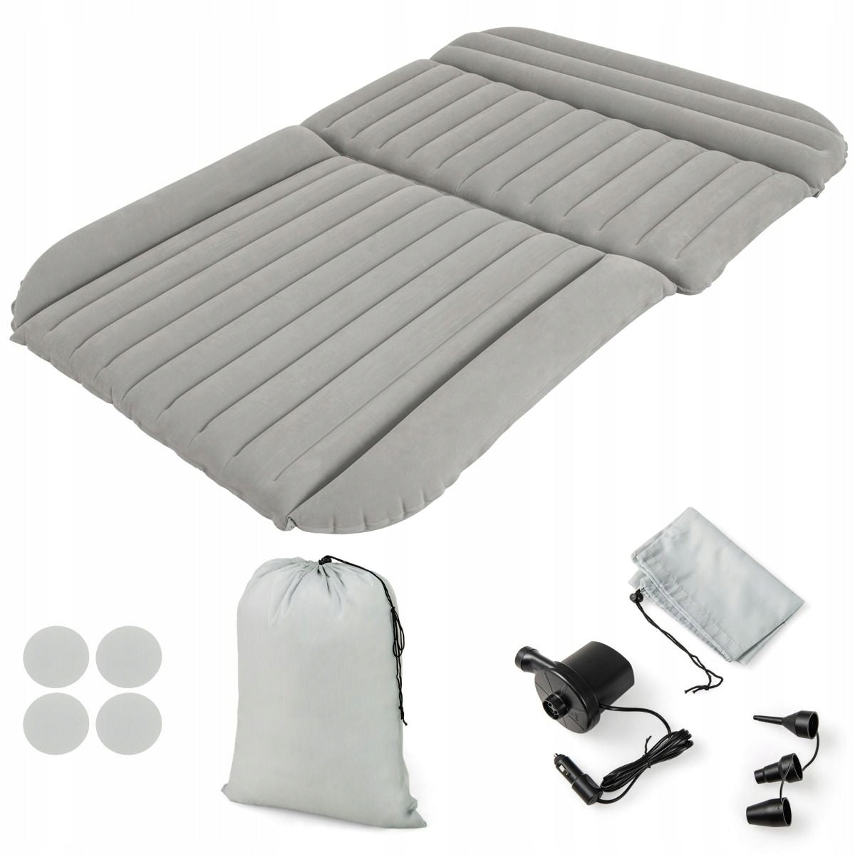 Inflatable Car Mattress with Pump 190 x 130 cm Grey