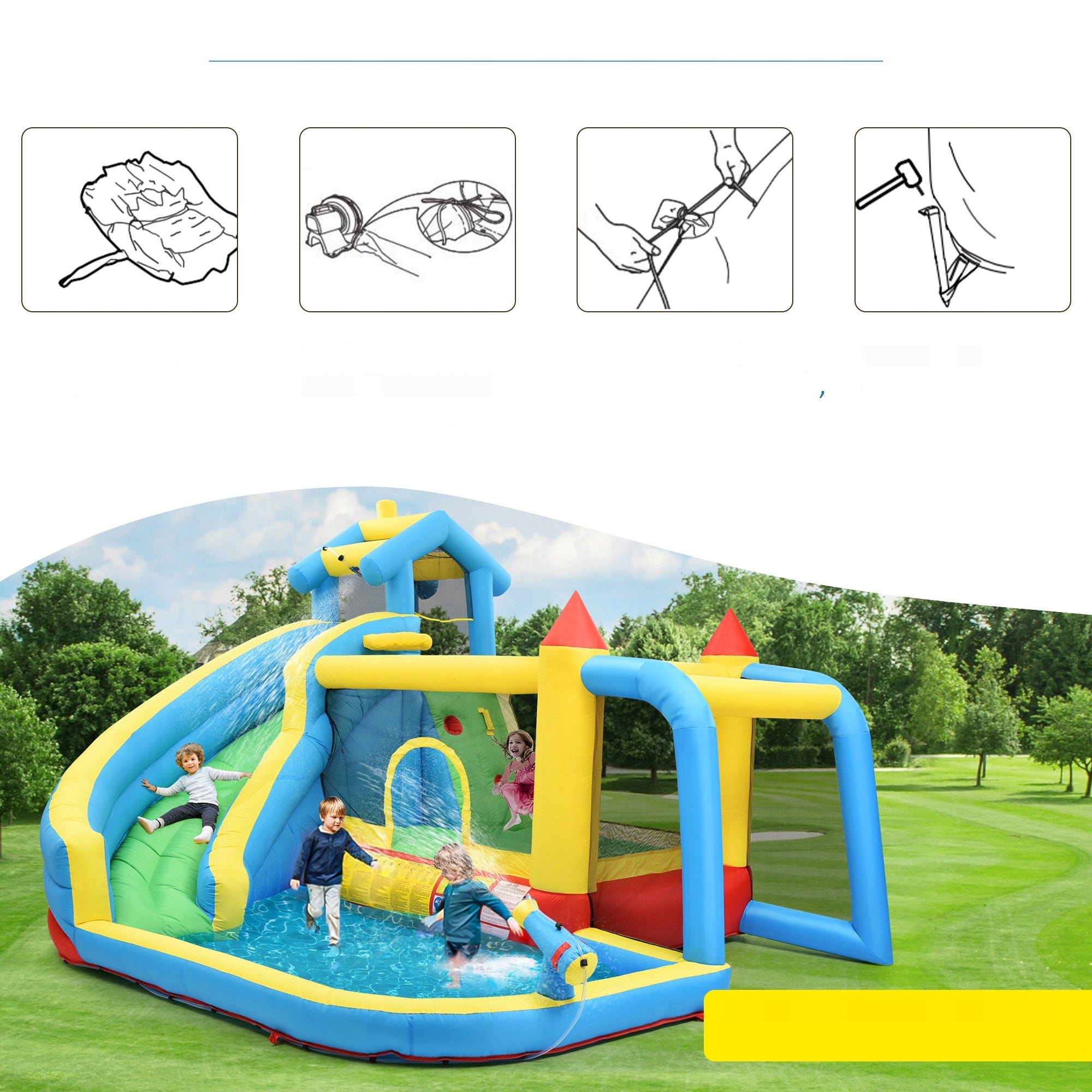 Inflatable Children's Square Toys Water Slide Castle Blower Basket Kind Inflatable