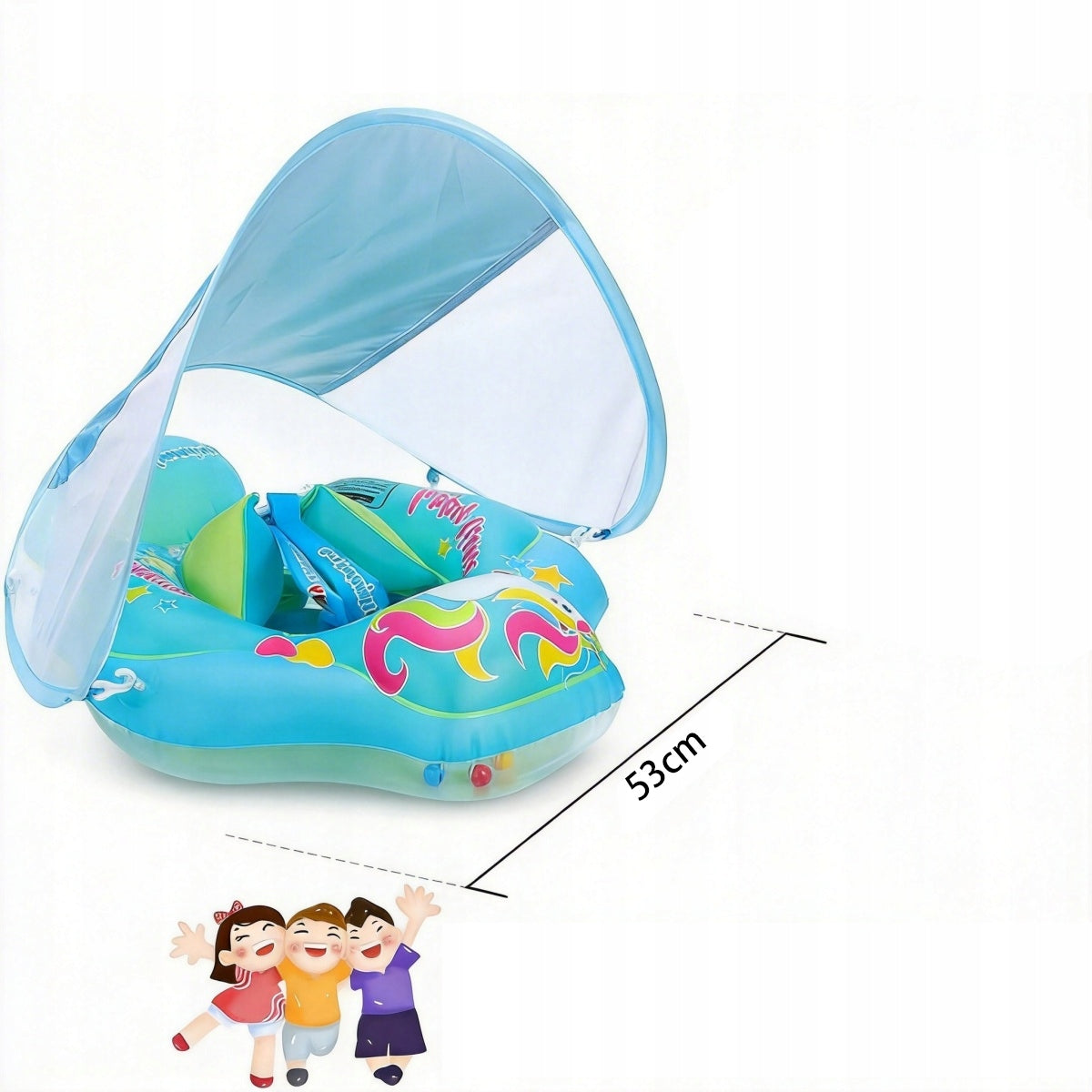 Inflatable Infant Swimming Wheel with Canopy + Pump Blue Manufacturer code 6900581200834